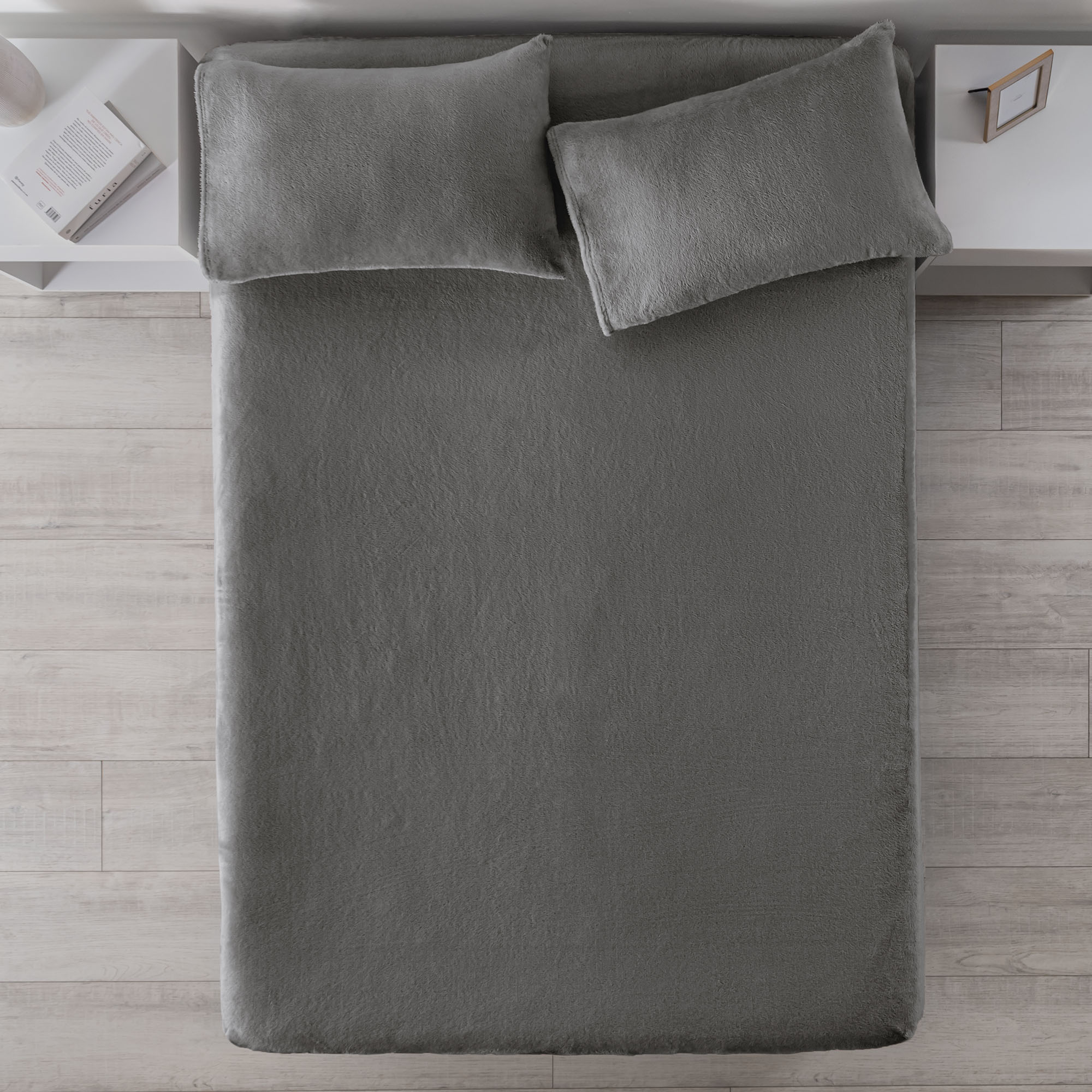 VIANNEY Sábana De Cajón Súper Calientita Con Textura De Cobertor Siberia Alpes Gris