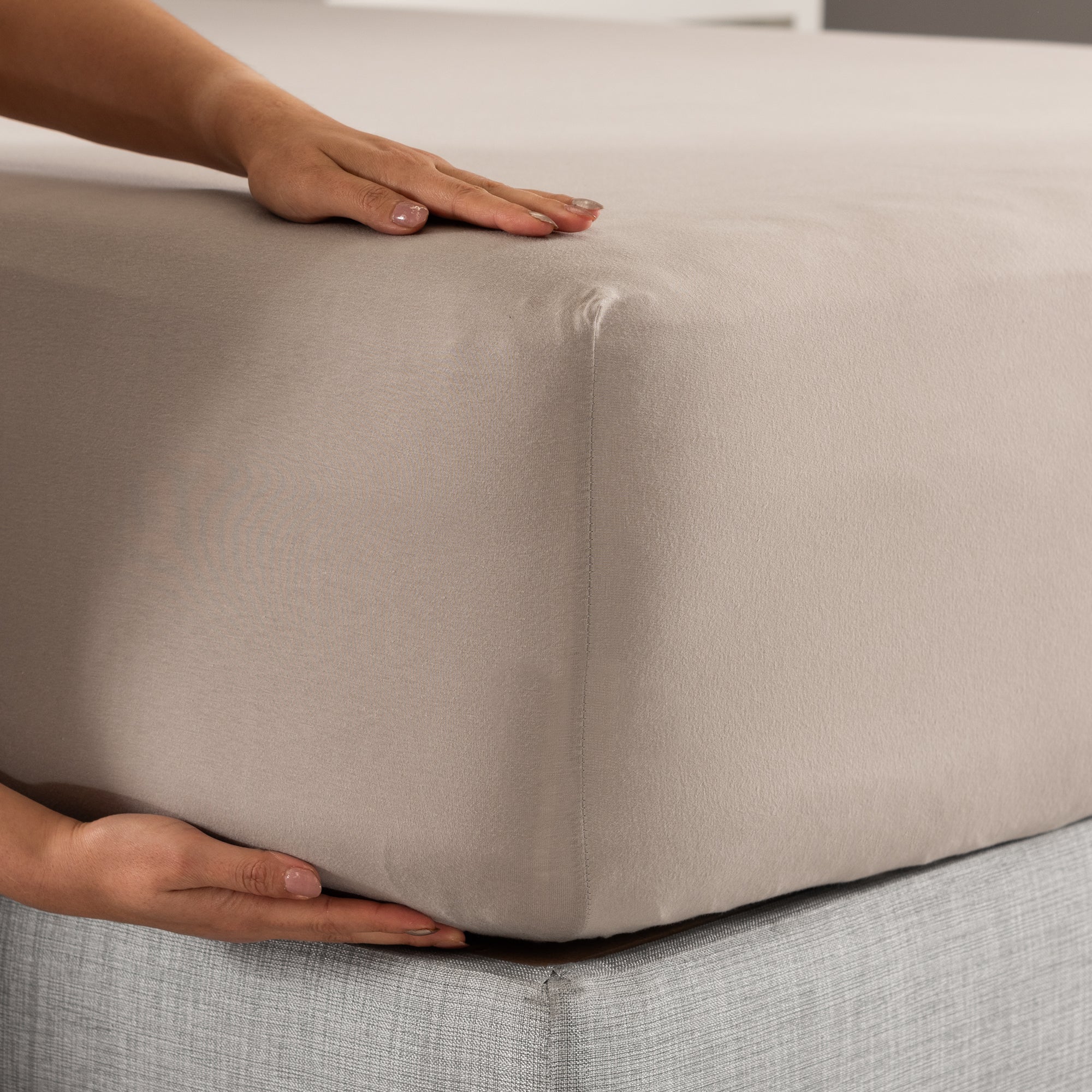 VIANNEY Juego De Sábanas Frescas Con Tejido De Camiseta 100% Algodón Gris Glacial