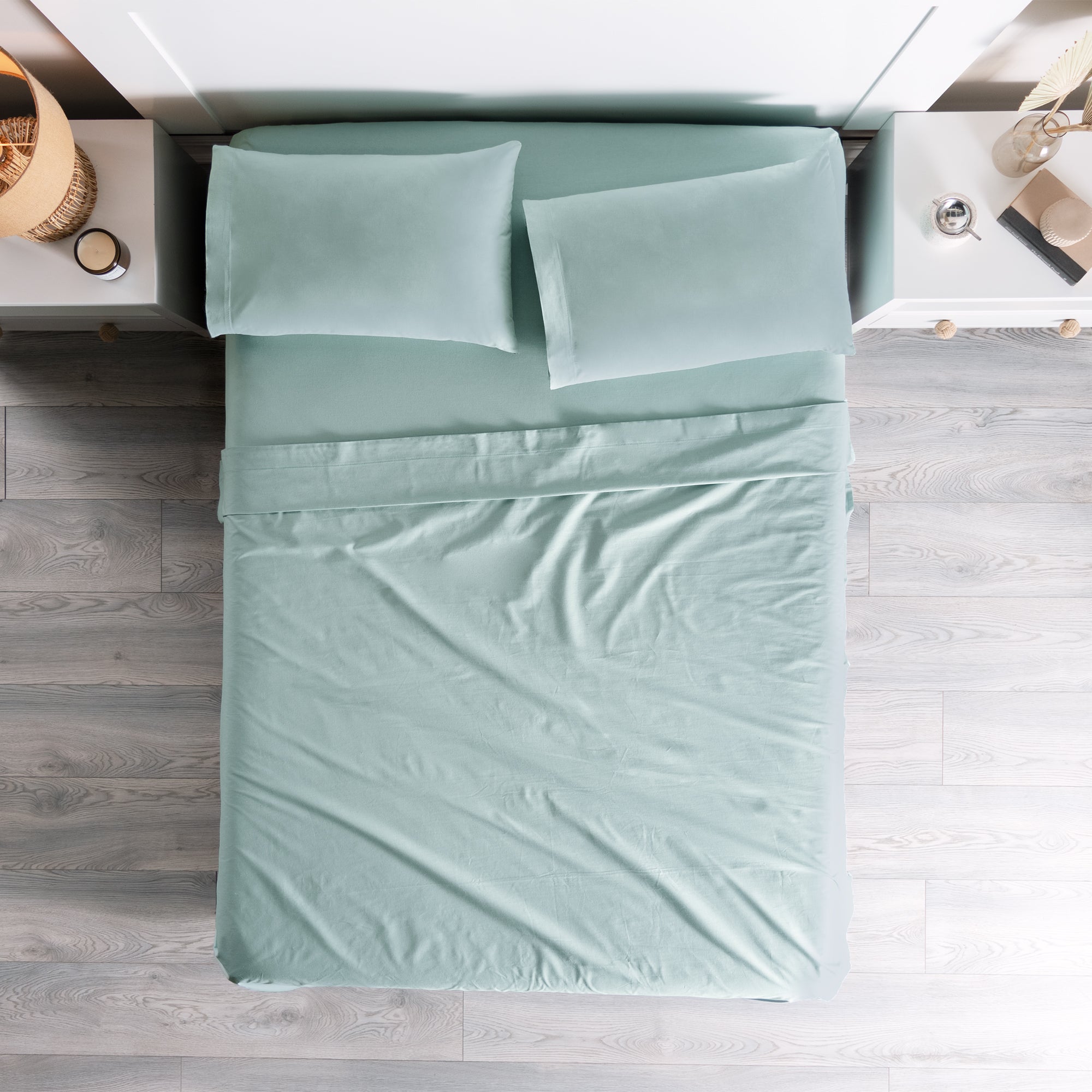 VIANNEY Juego De Sábanas Frescas 100% Algodón Cabos Menta