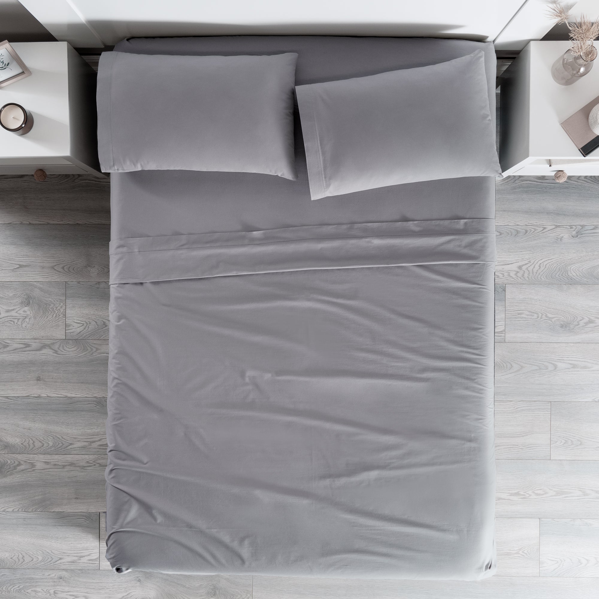 VIANNEY Juego De Sábanas Frescas 100% Algodón Cabos Gris Neutral