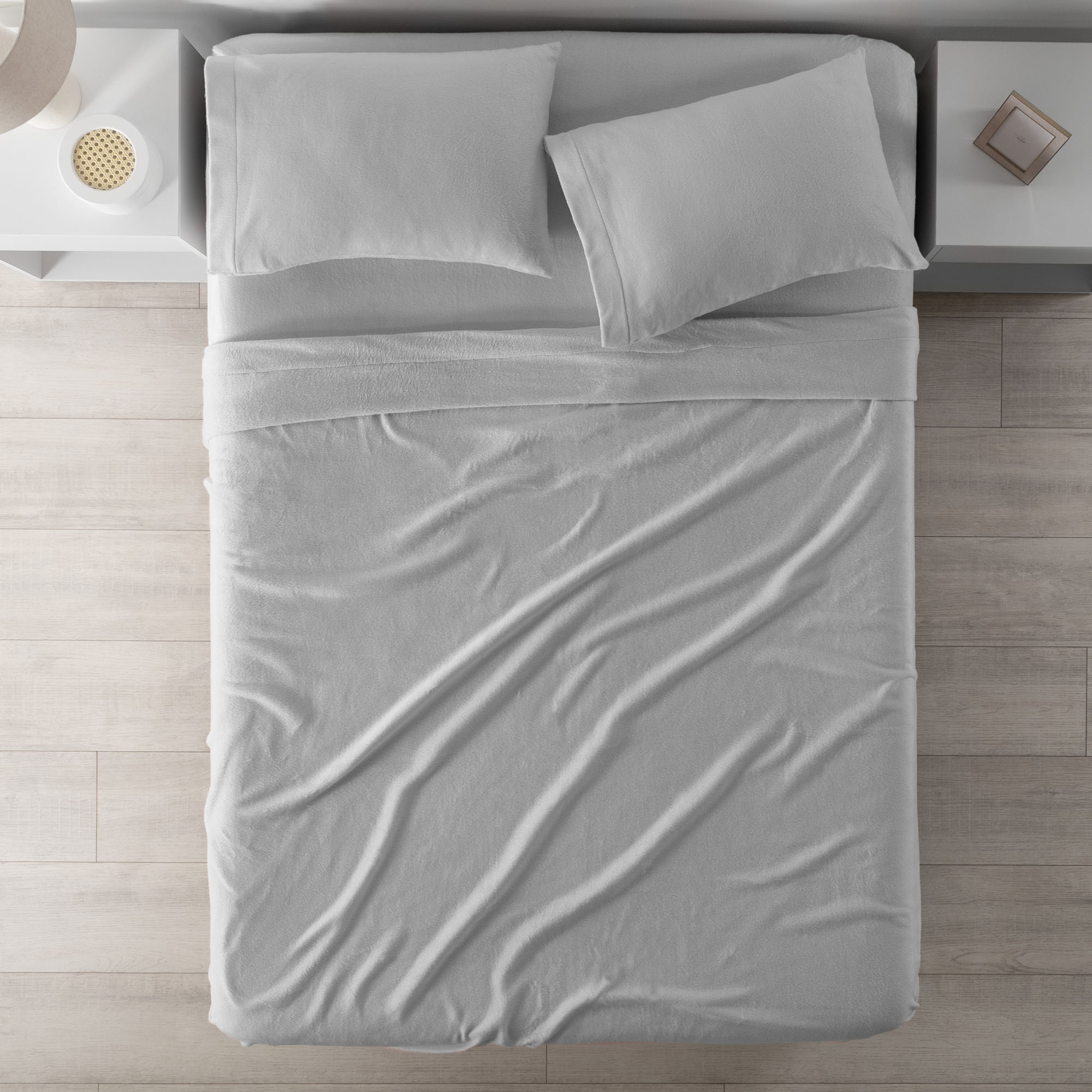 VIANNEY Juego De Sábanas De Polar Calientitas Con Textura Súper Suave Gris