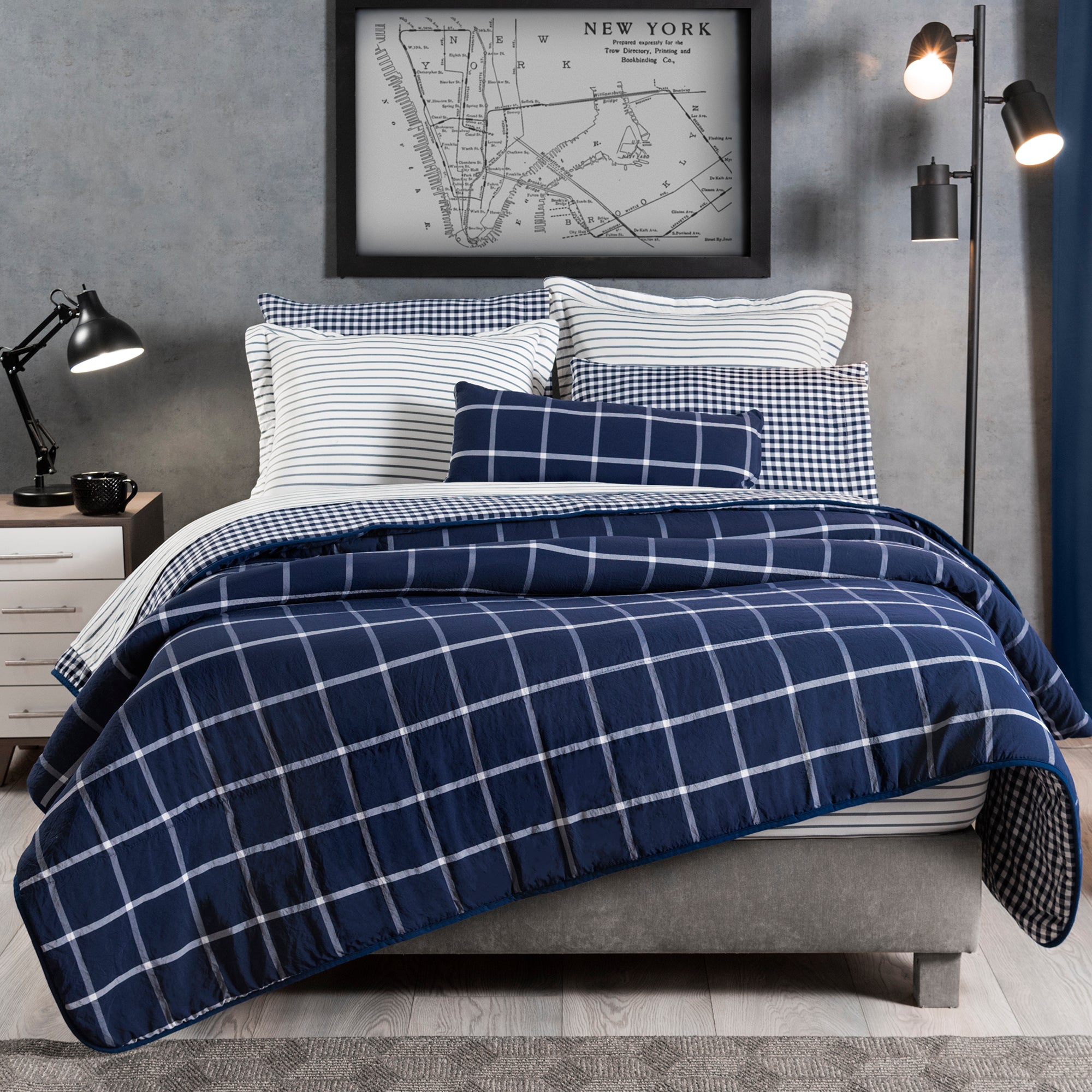 VIANNEY Juego De Edredón Doble Vista Con Fundas y Cojín Chicago