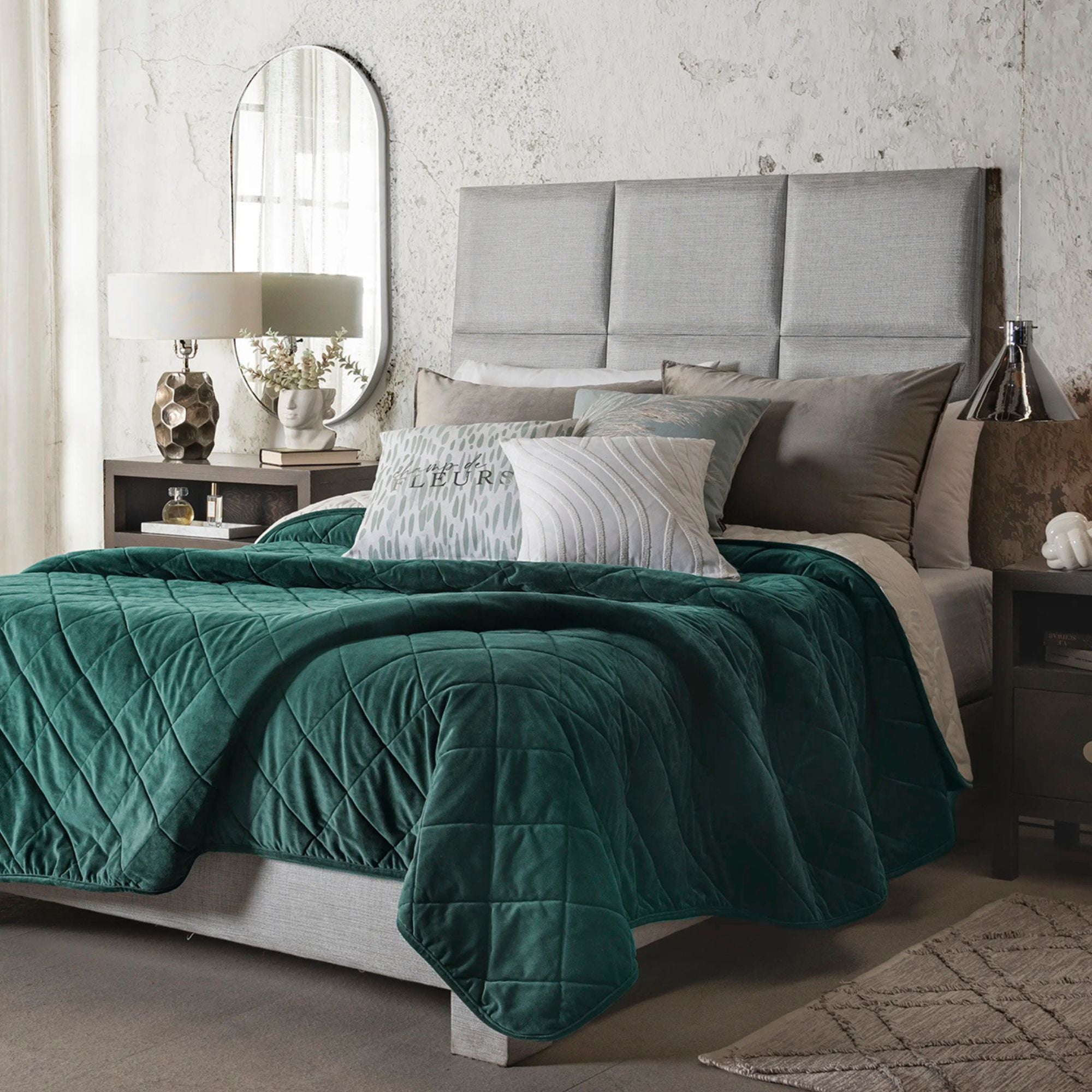 VIANNEY Edredón Premium Ultradelgado Textura De Terciopelo Voga Esmeralda