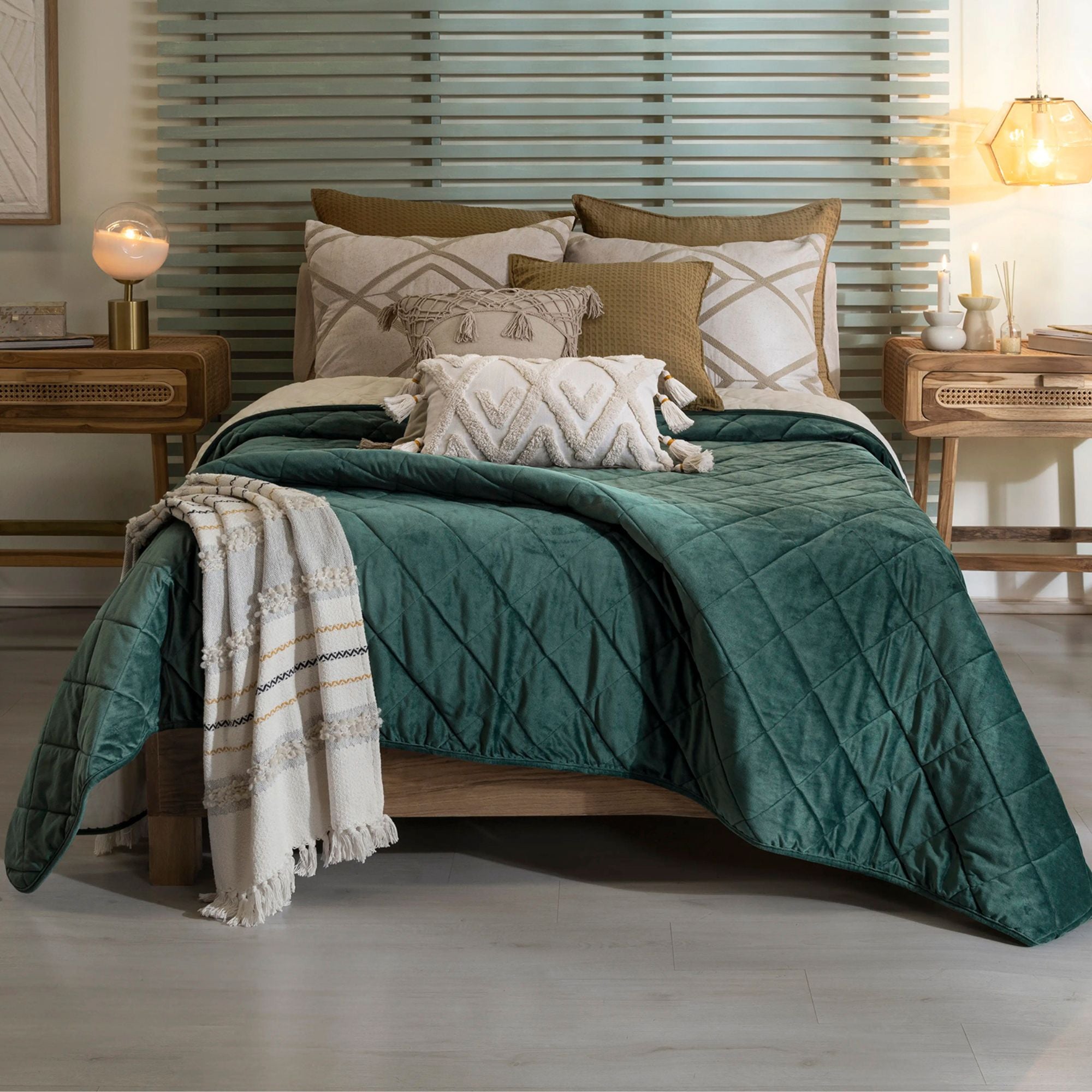 VIANNEY Edredón Premium Ultradelgado Textura De Terciopelo Voga Esmeralda