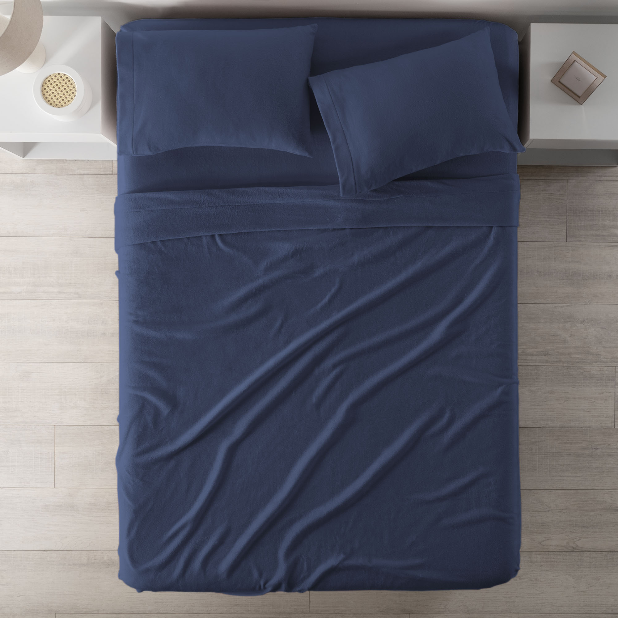 VIANNEY Juego De Sábanas De Polar Calientitas Con Textura Súper Suave Azul