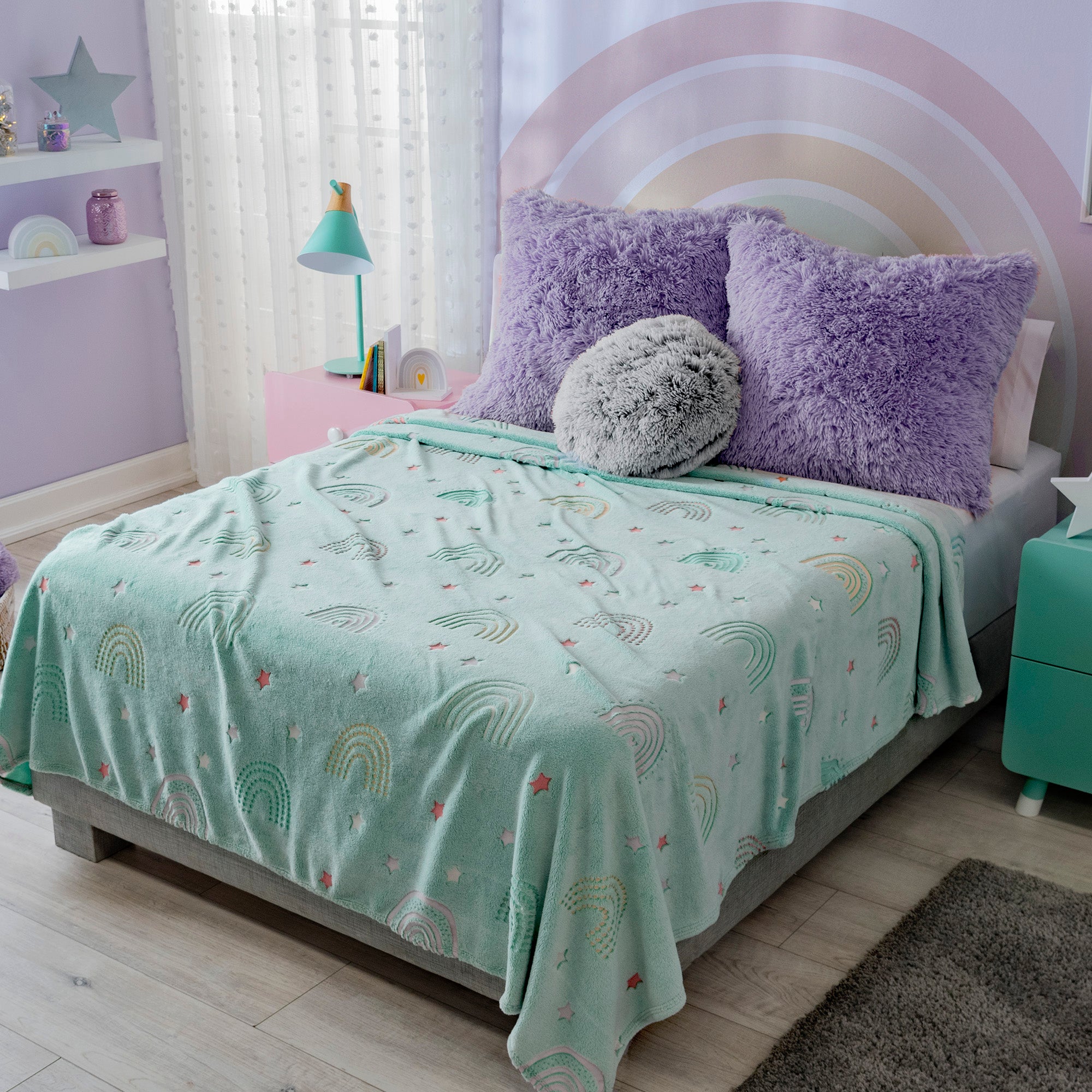 VIANNEY Cobertor Ligero Estampado Súper Suave Que Brilla En La Oscuridad Dreams