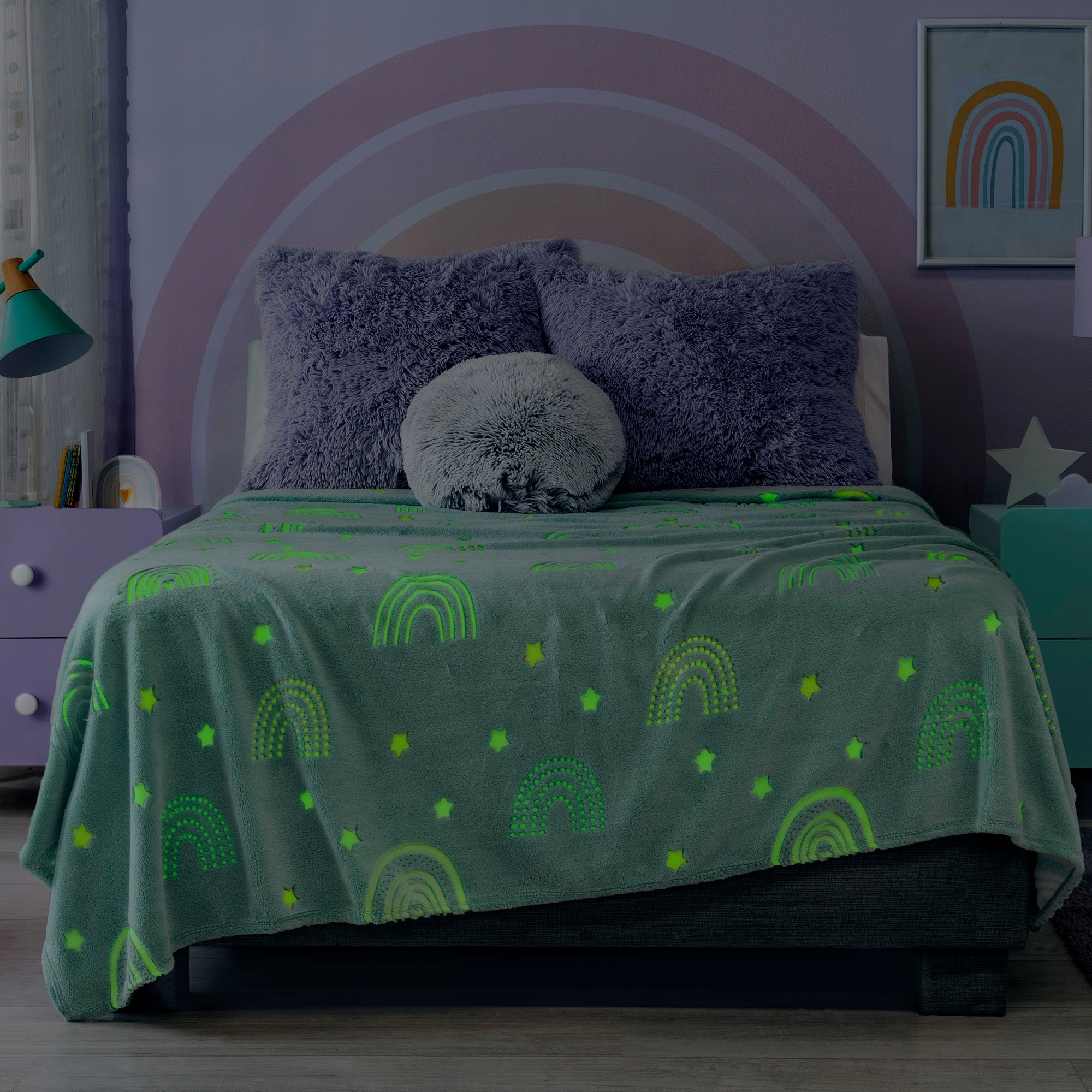 VIANNEY Cobertor Ligero Estampado Súper Suave Que Brilla En La Oscuridad Dreams