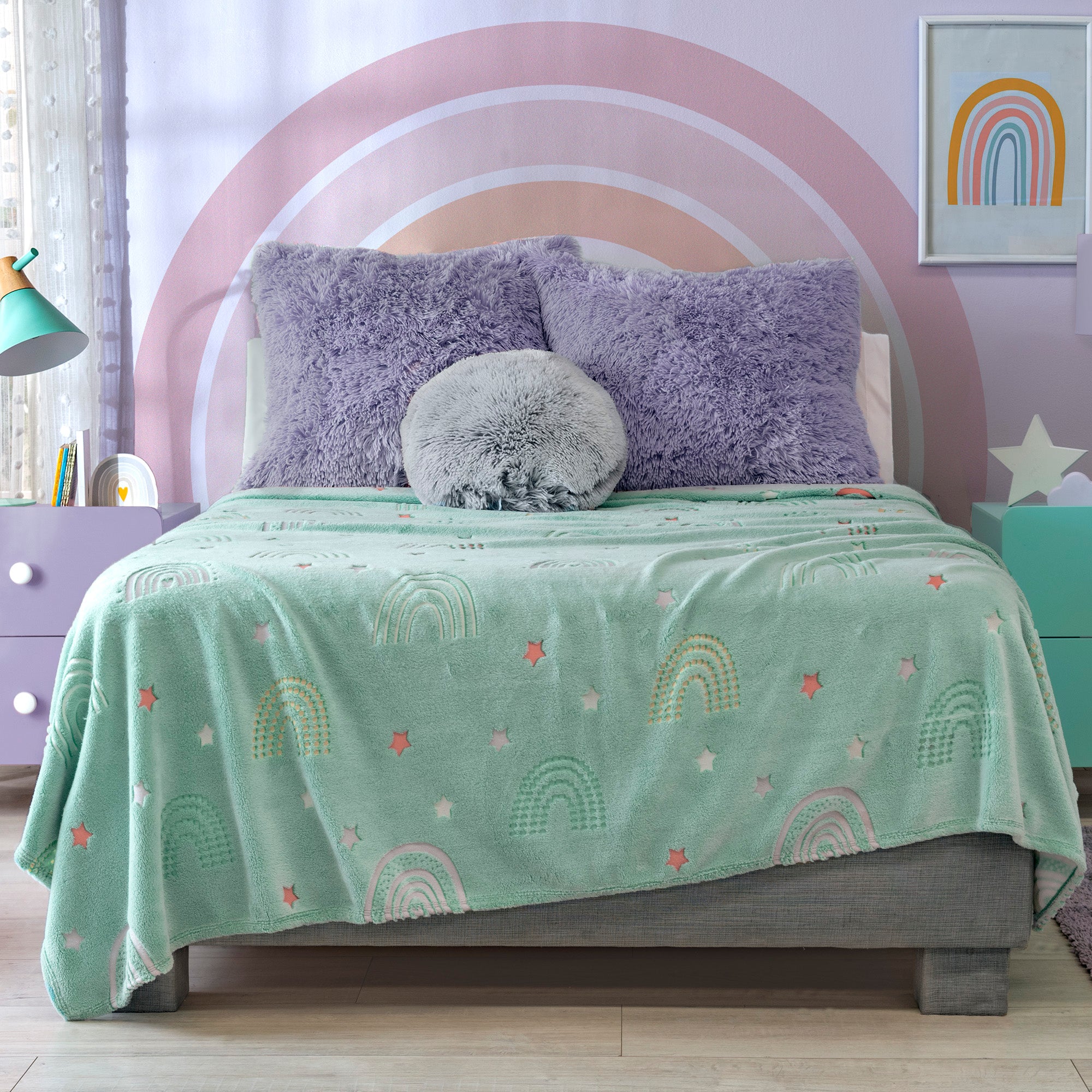 VIANNEY Cobertor Ligero Estampado Súper Suave Que Brilla En La Oscuridad Dreams