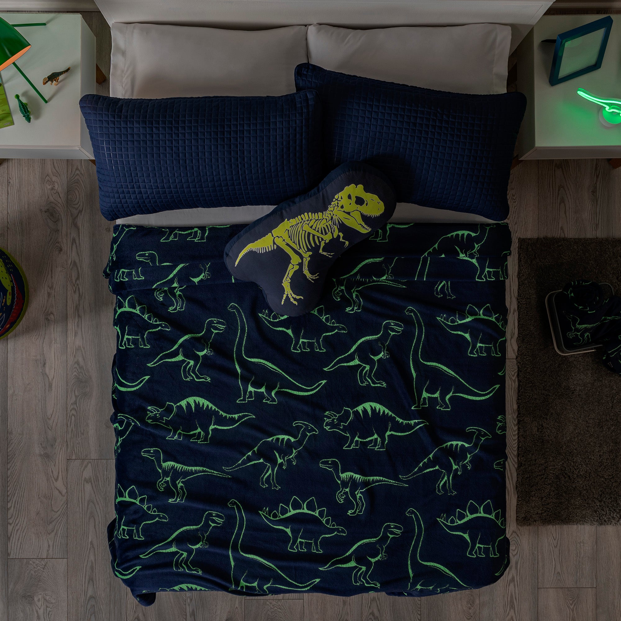 VIANNEY Cobertor Ligero Estampado Súper Suave Que Brilla En La Oscuridad Dinosaurios