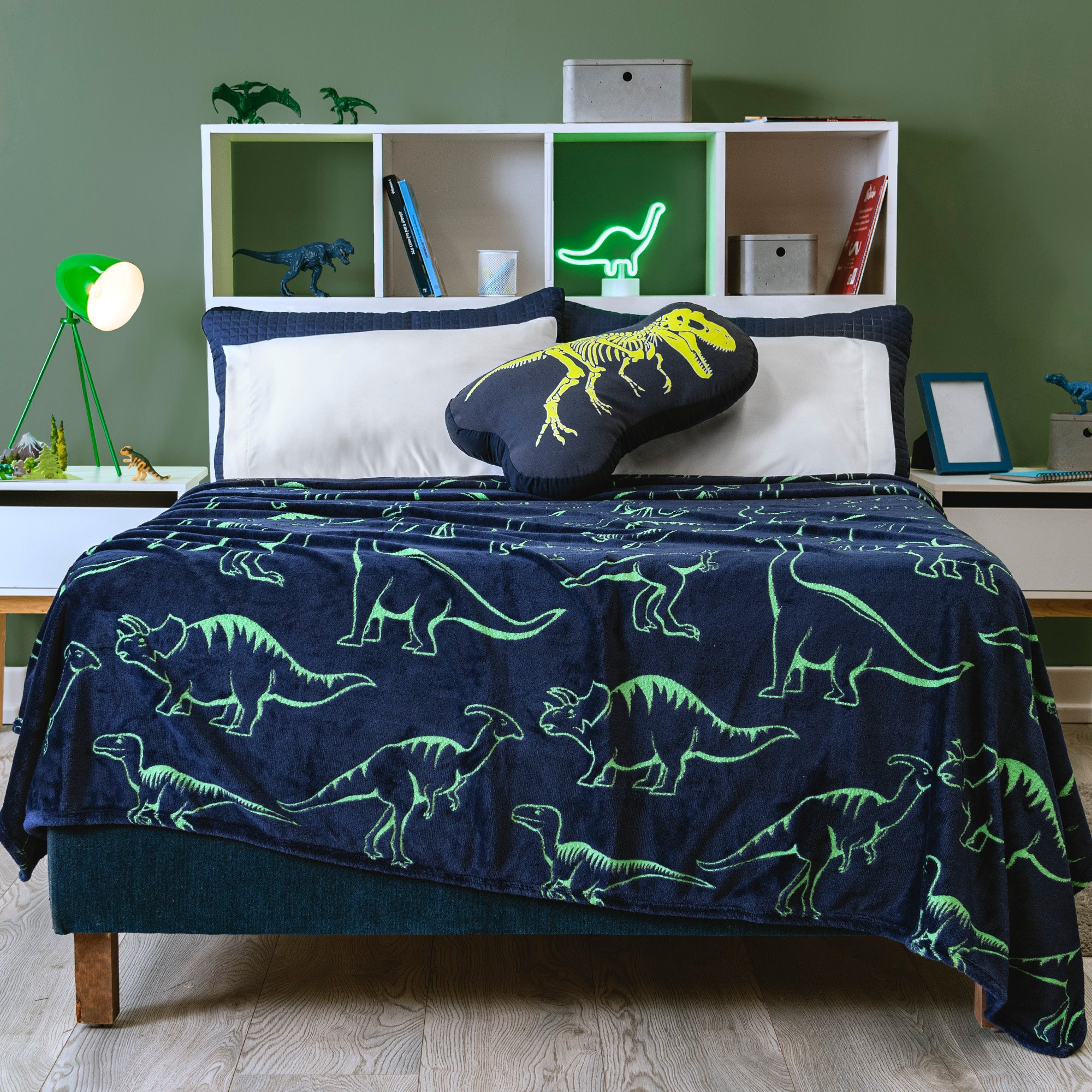 VIANNEY Cobertor Ligero Estampado Súper Suave Que Brilla En La Oscuridad Dinosaurios
