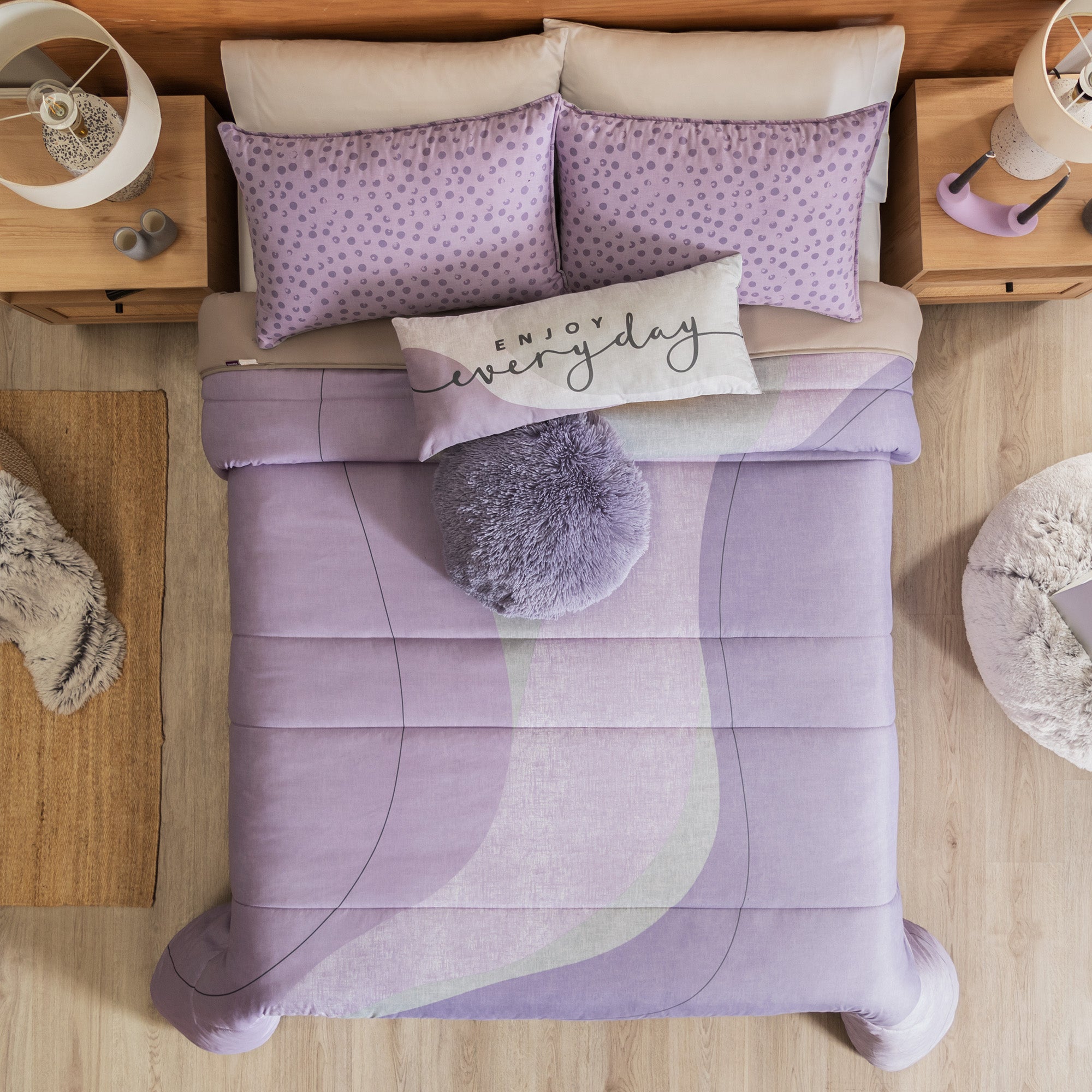 VIANNEY Juego De Edredón Doble Vista Con Fundas y Cojines Aruba