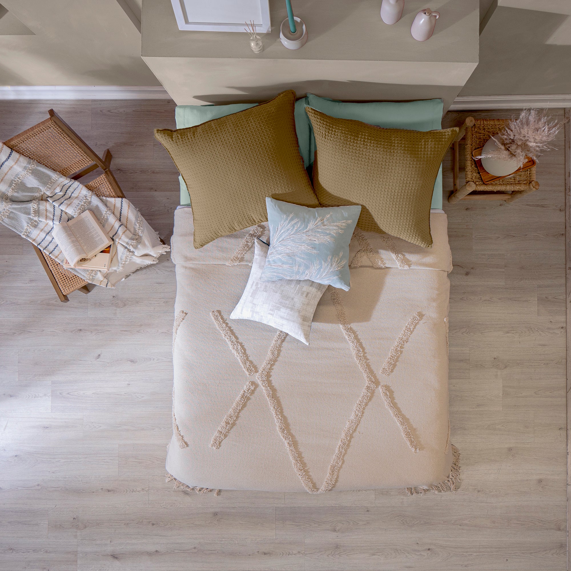 VIANNEY Edredón Premium 100% Algodón Ultradelgado Con Flecos Voga Estambul