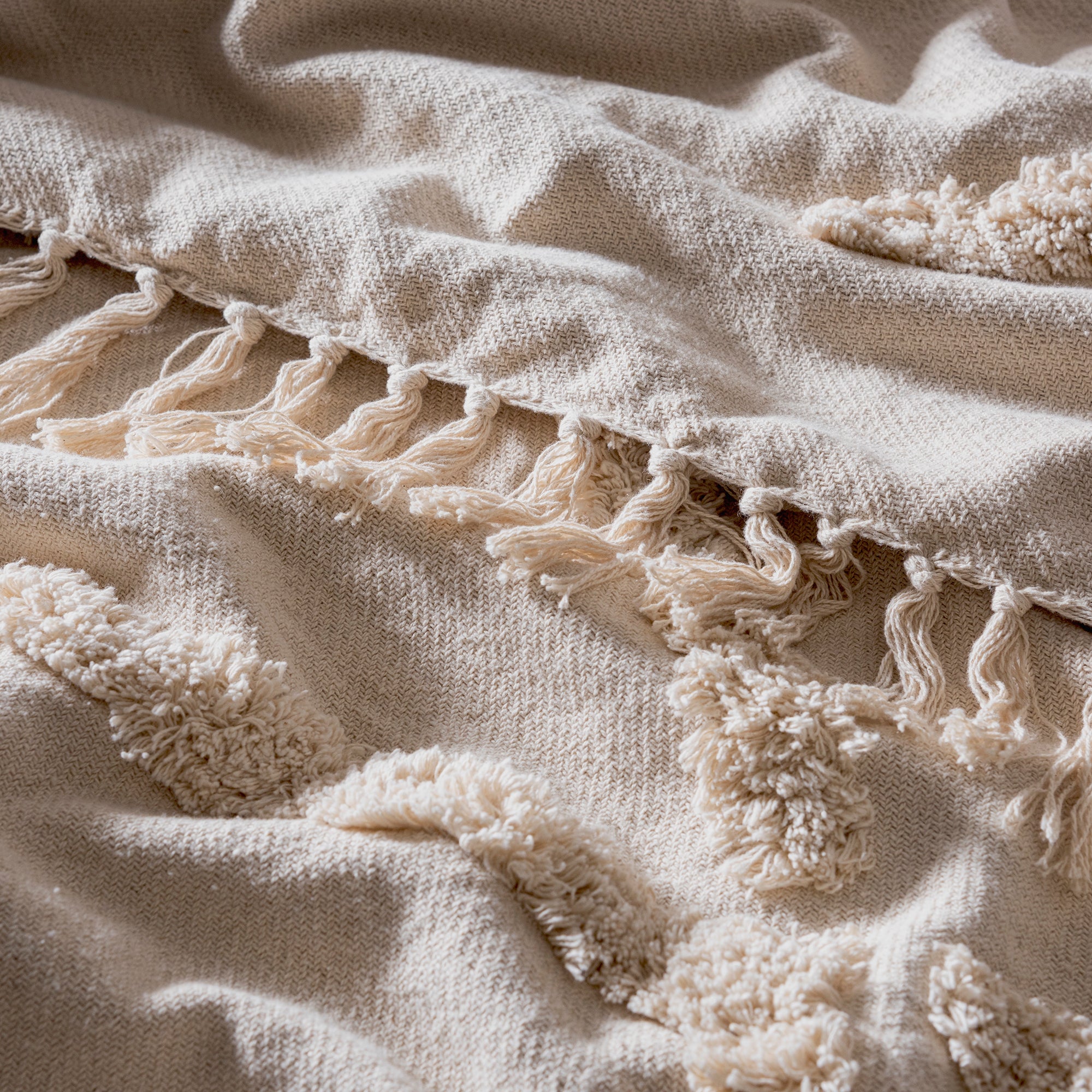 VIANNEY Edredón Premium 100% Algodón Ultradelgado Con Flecos Voga Estambul