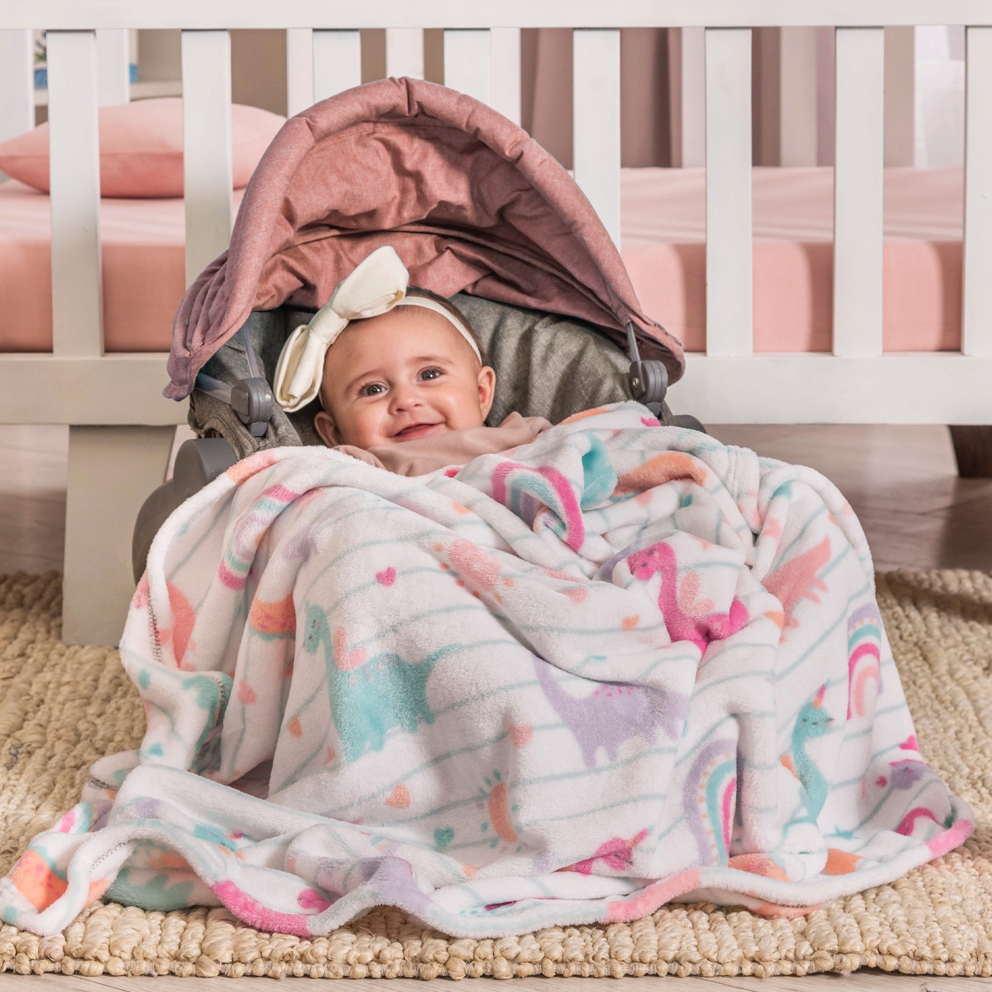VIANNEY Cobijita Ligera Para Bebé Súper Suave Con Peluche Incluido Sweet Dino