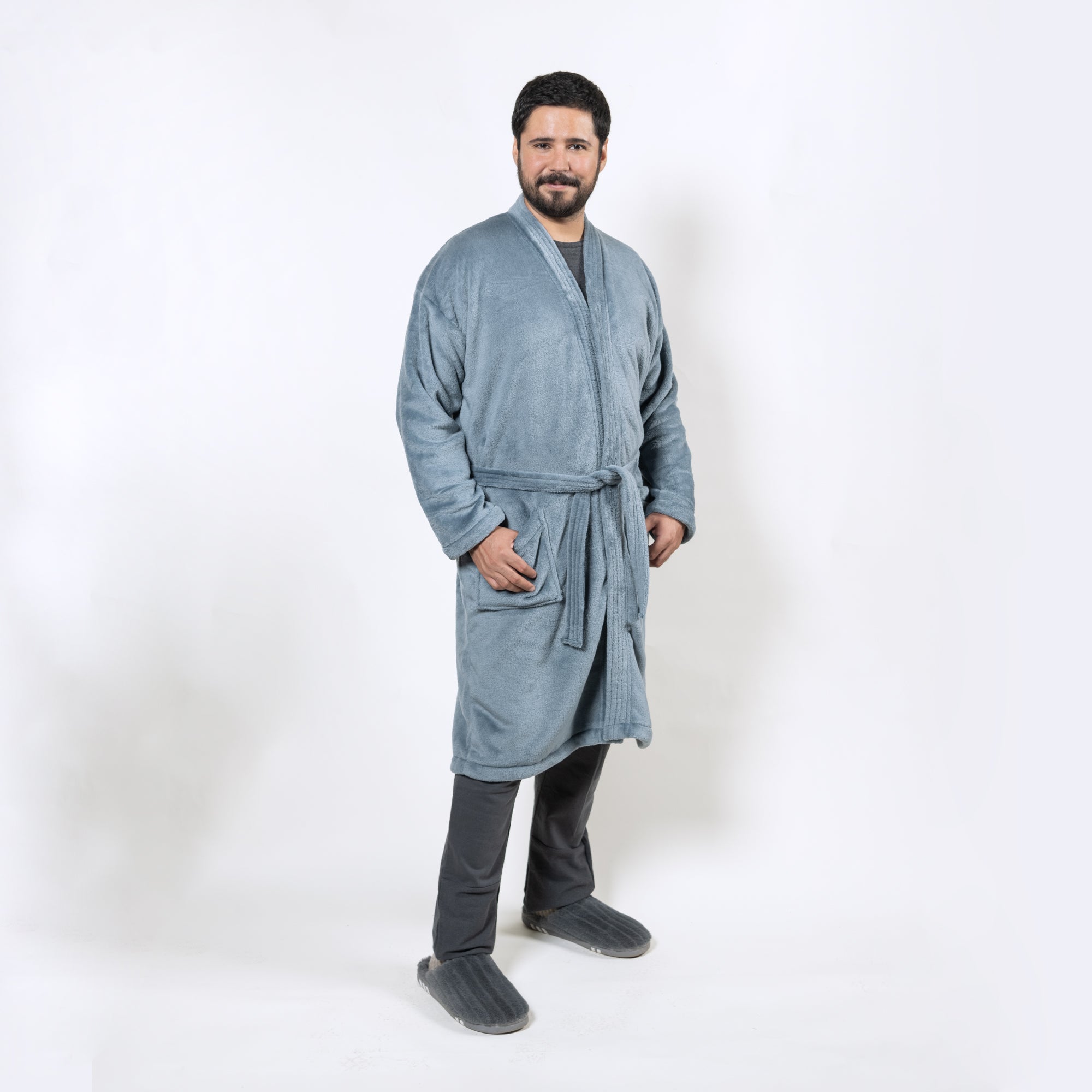 VIANNEY Bata De Descanso Unisex Calientita Con Textura De Cobertor Azul