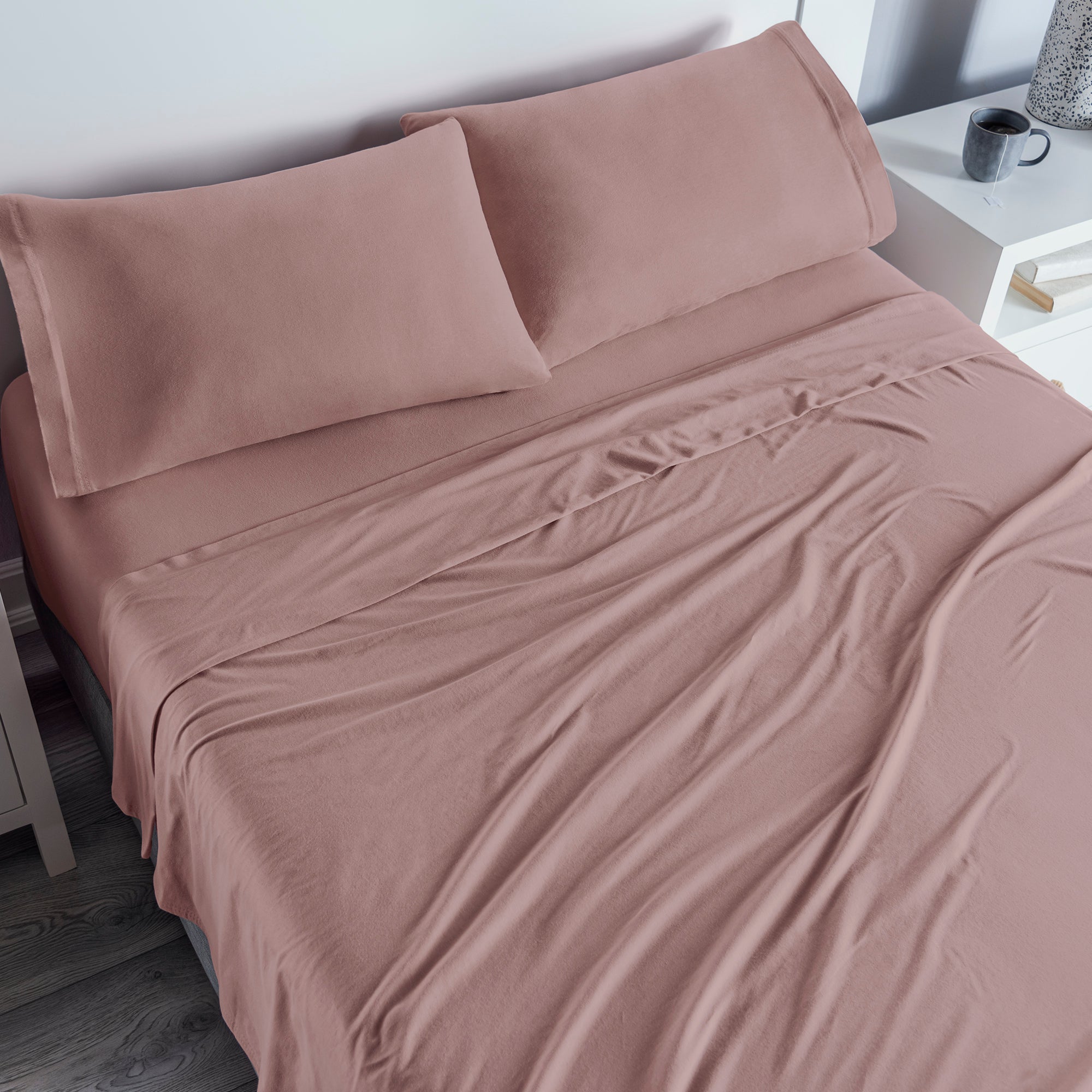 VIANNEY Juego De Sábanas Frescas Con Tejido De Camiseta 100% Algodón Lila