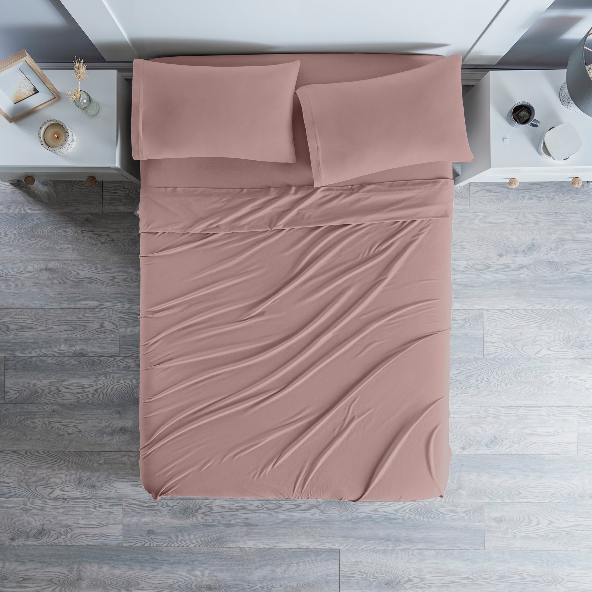 VIANNEY Juego De Sábanas Frescas Con Tejido De Camiseta 100% Algodón Lila