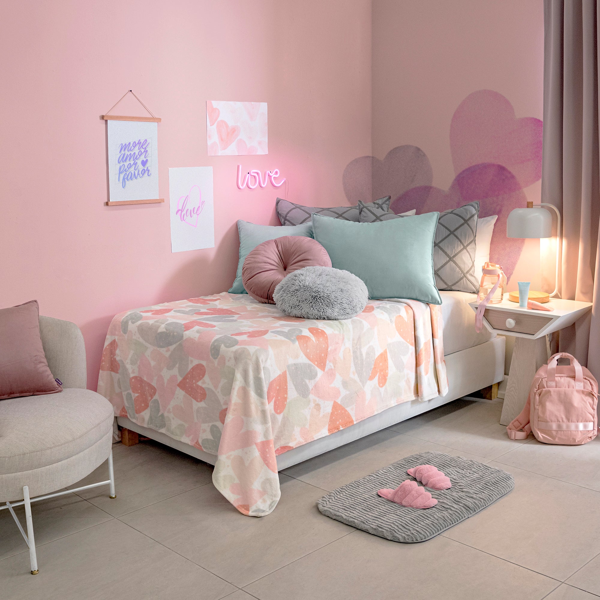 VIANNEY Cobertor Ligero Estampado Súper Suave Love