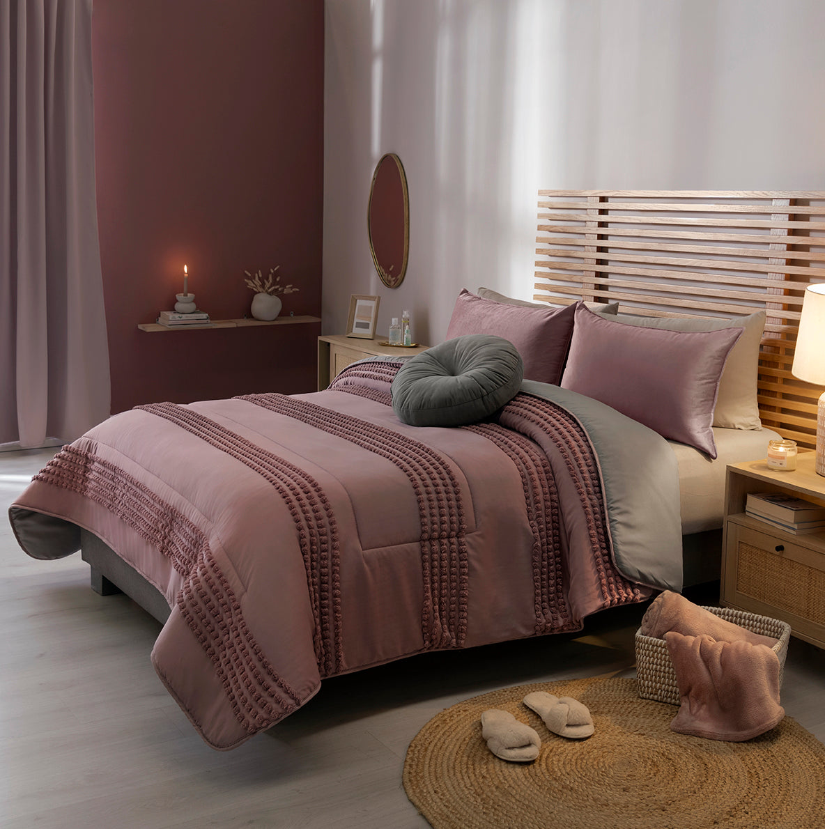 VIANNEY Juego De Edredón Doble Vista Con Fundas y Cojín Blossom