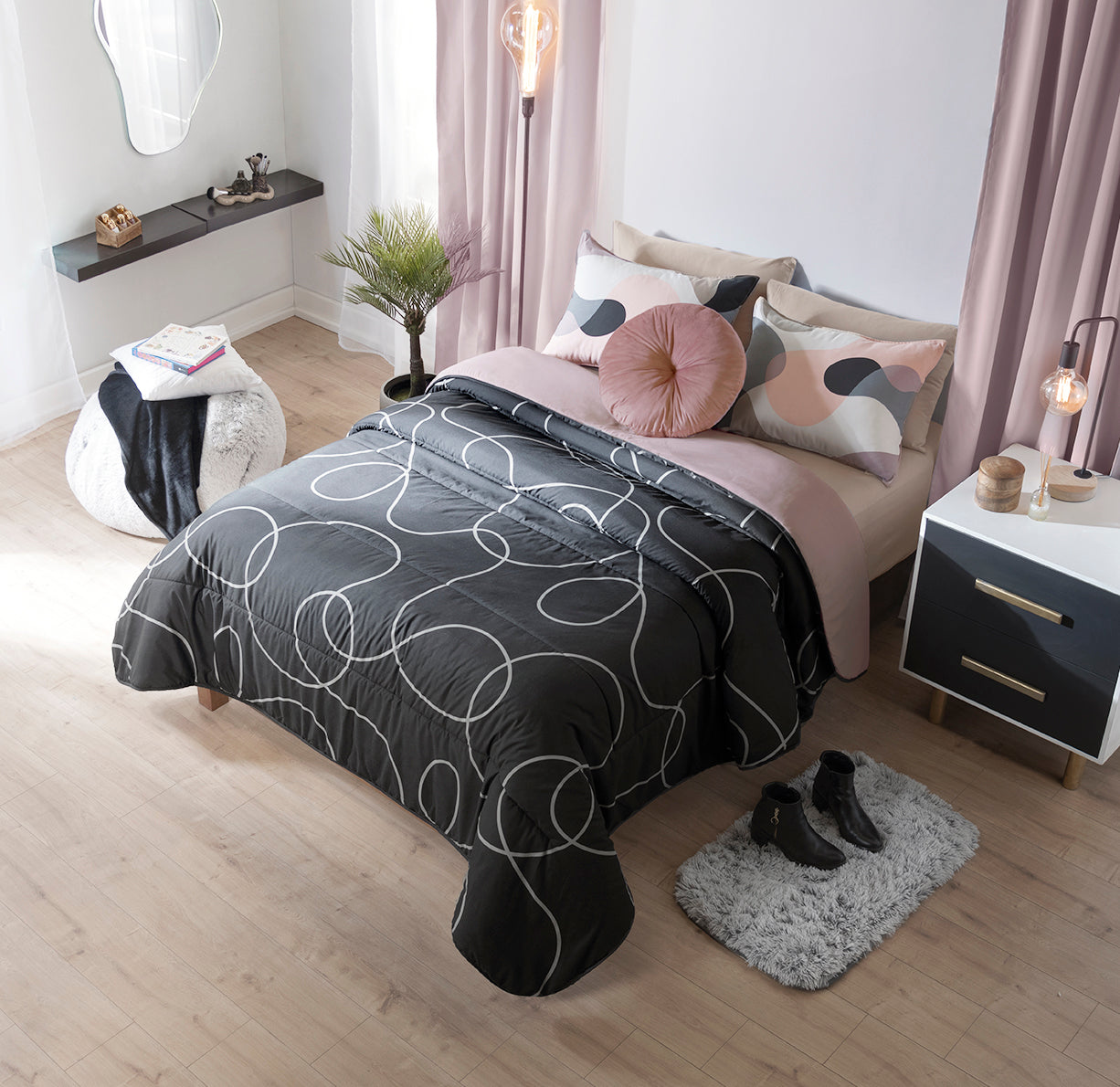 VIANNEY Juego De Edredón Doble Vista Con Fundas y Cojín Bliss