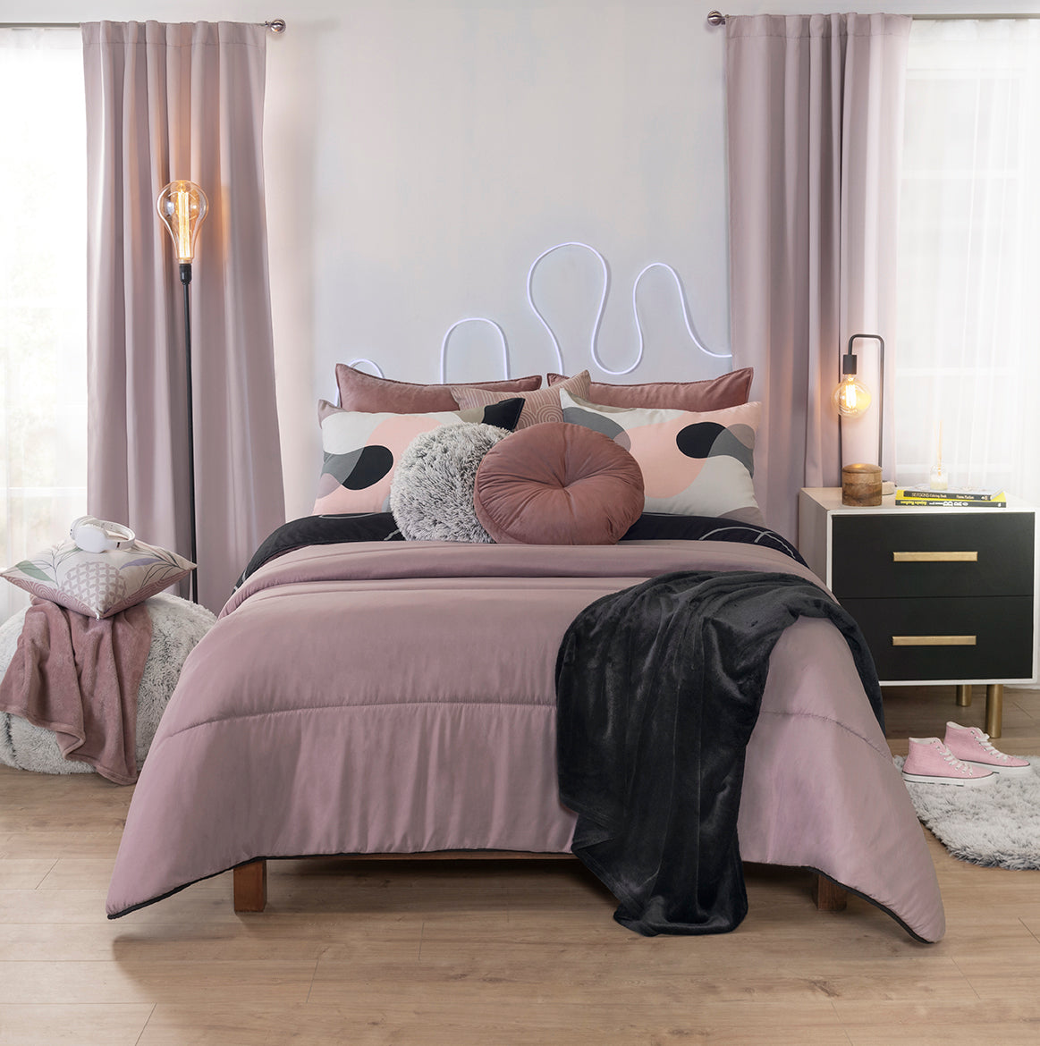 VIANNEY Juego De Edredón Doble Vista Con Fundas y Cojín Bliss