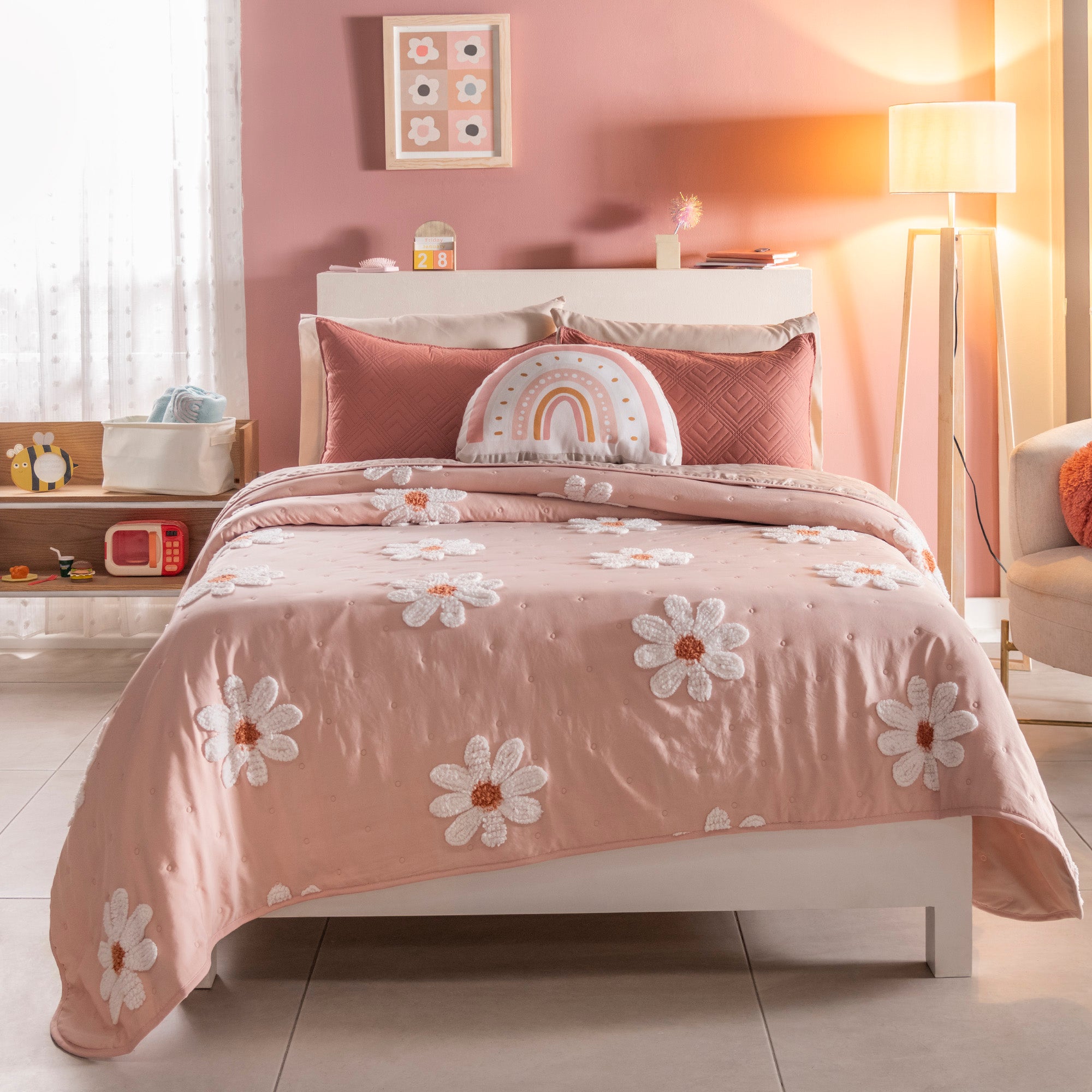 VIANNEY Juego De Edredón Bordado Doble Vista Con Fundas y Cojines Florencia