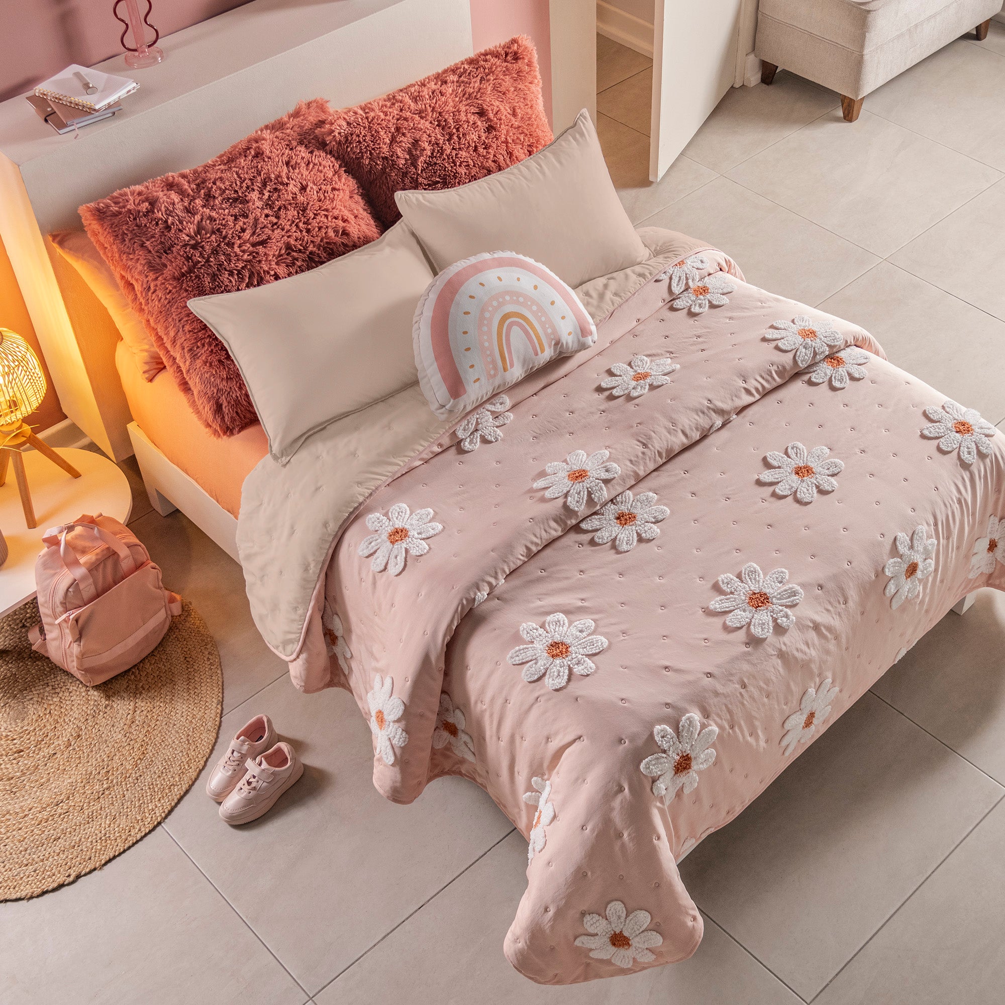 VIANNEY Juego De Edredón Bordado Doble Vista Con Fundas y Cojines Florencia