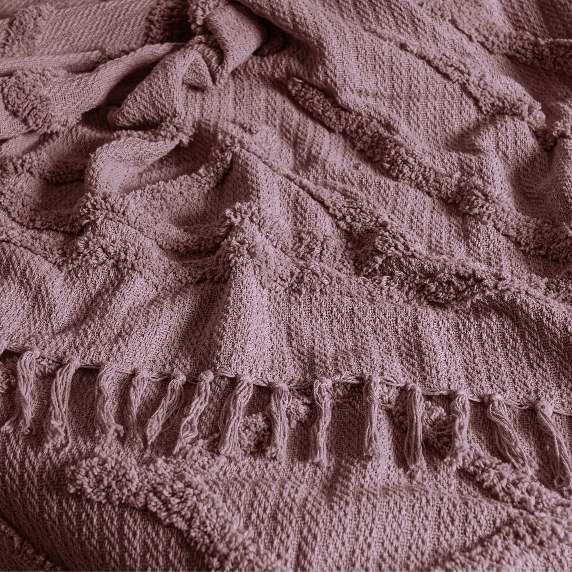 VIANNEY Edredón Premium Ultradelgado 100% Algodón Bordado Y Con Flecos Voga Lila