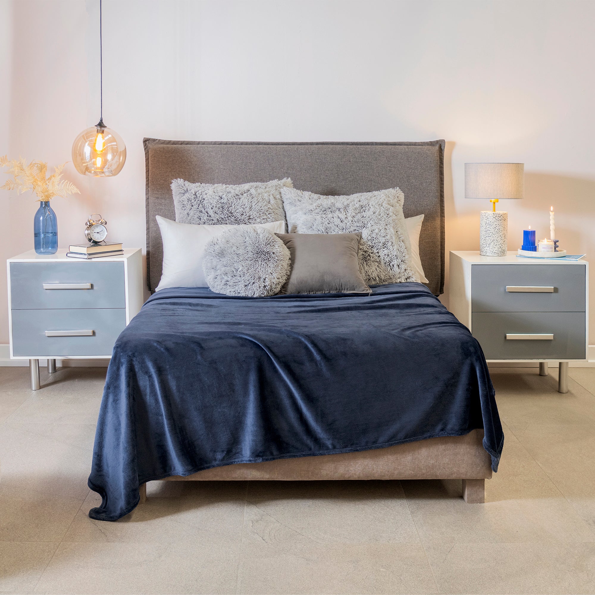 VIANNEY Cobertor Ligero Liso Súper Suave Navy