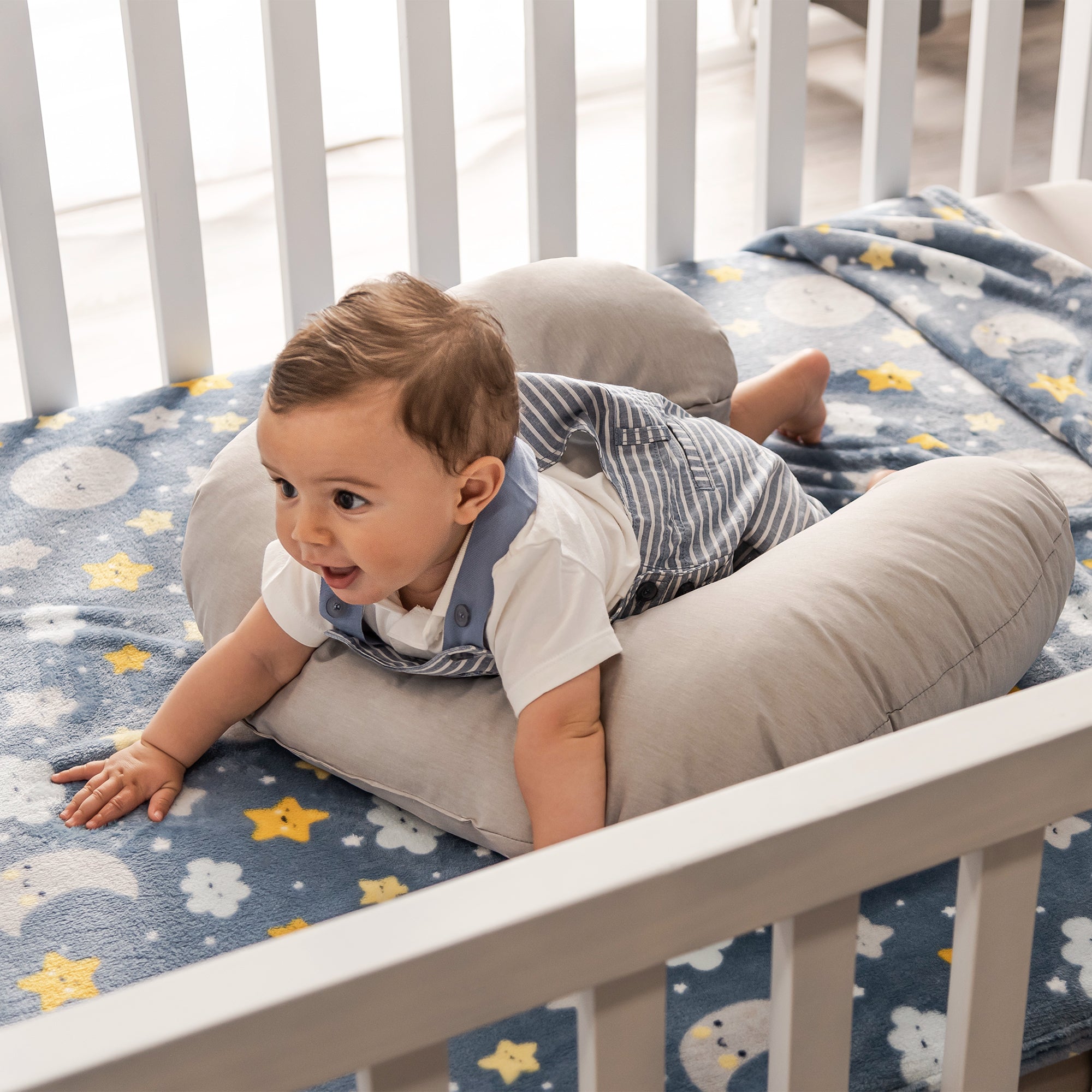 VIANNEY Almohada De Lactancia Ergonómica Multiusos Washed Gris