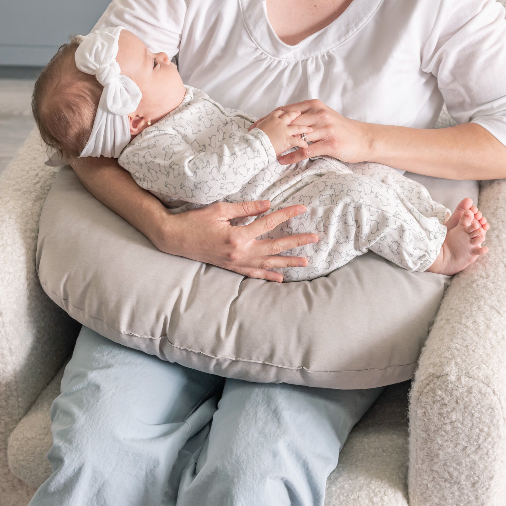 VIANNEY Almohada De Lactancia Ergonómica Multiusos Washed Gris