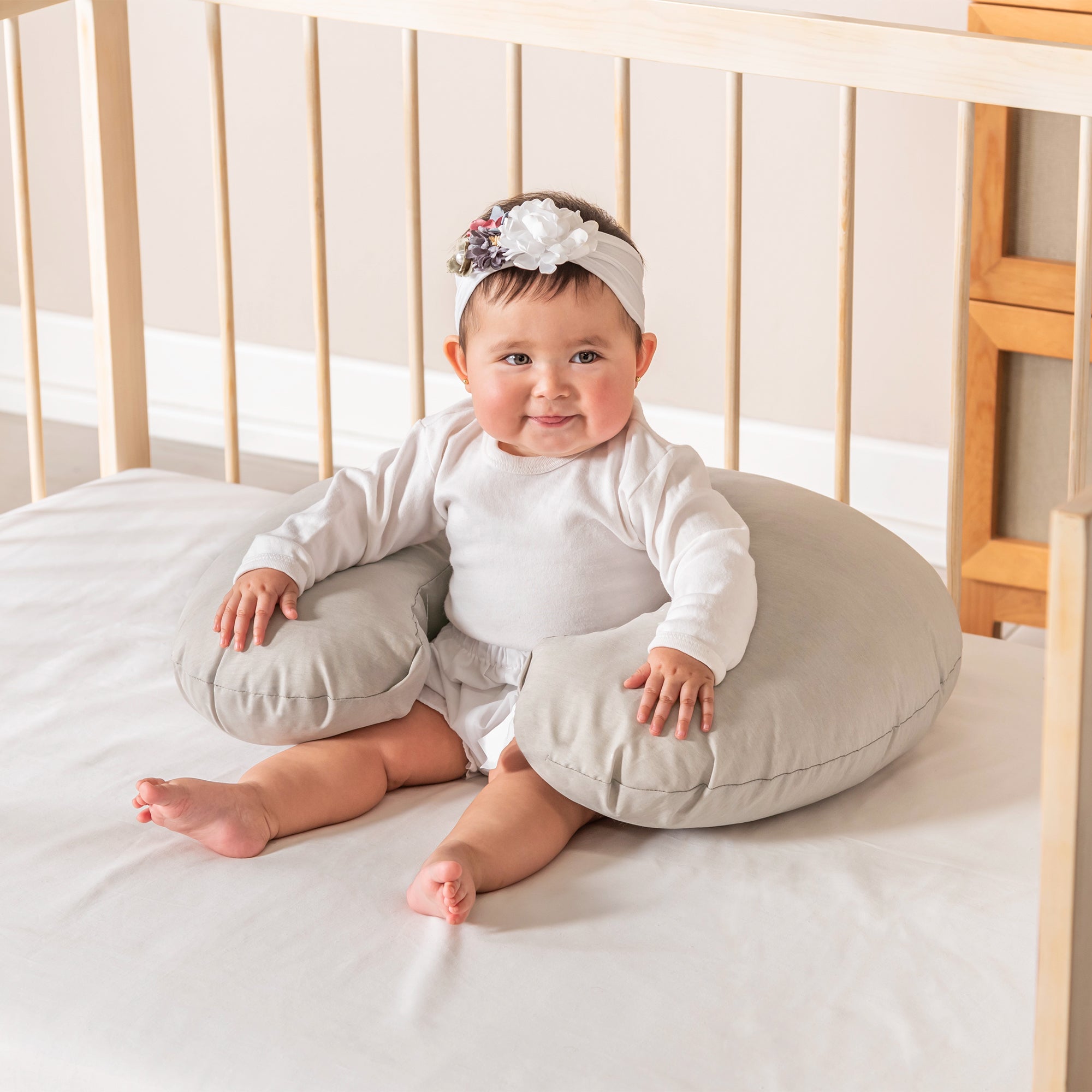 VIANNEY Almohada De Lactancia Ergonómica Multiusos Washed Gris