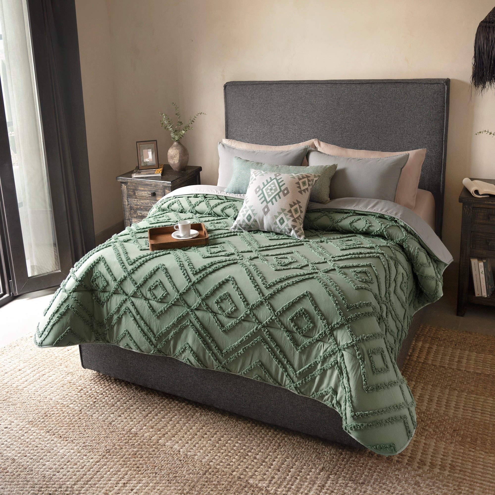 VIANNEY Juego De Edredón Con Textura Jacquard Doble Vista Con Fundas y Cojines Taxco