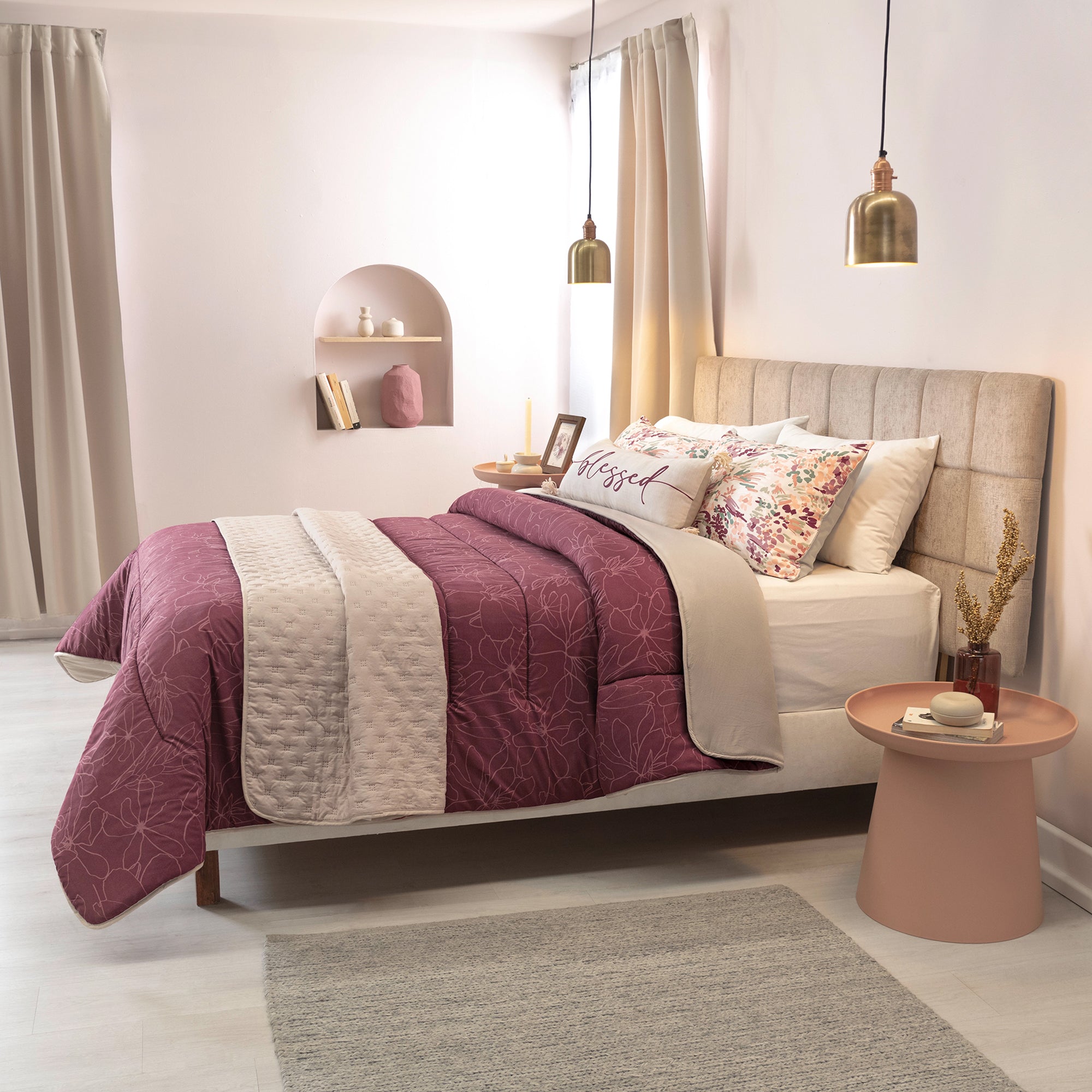 VIANNEY Juego De Edredón Doble Vista Con Fundas, Cojín Y Cubrecama Navarra