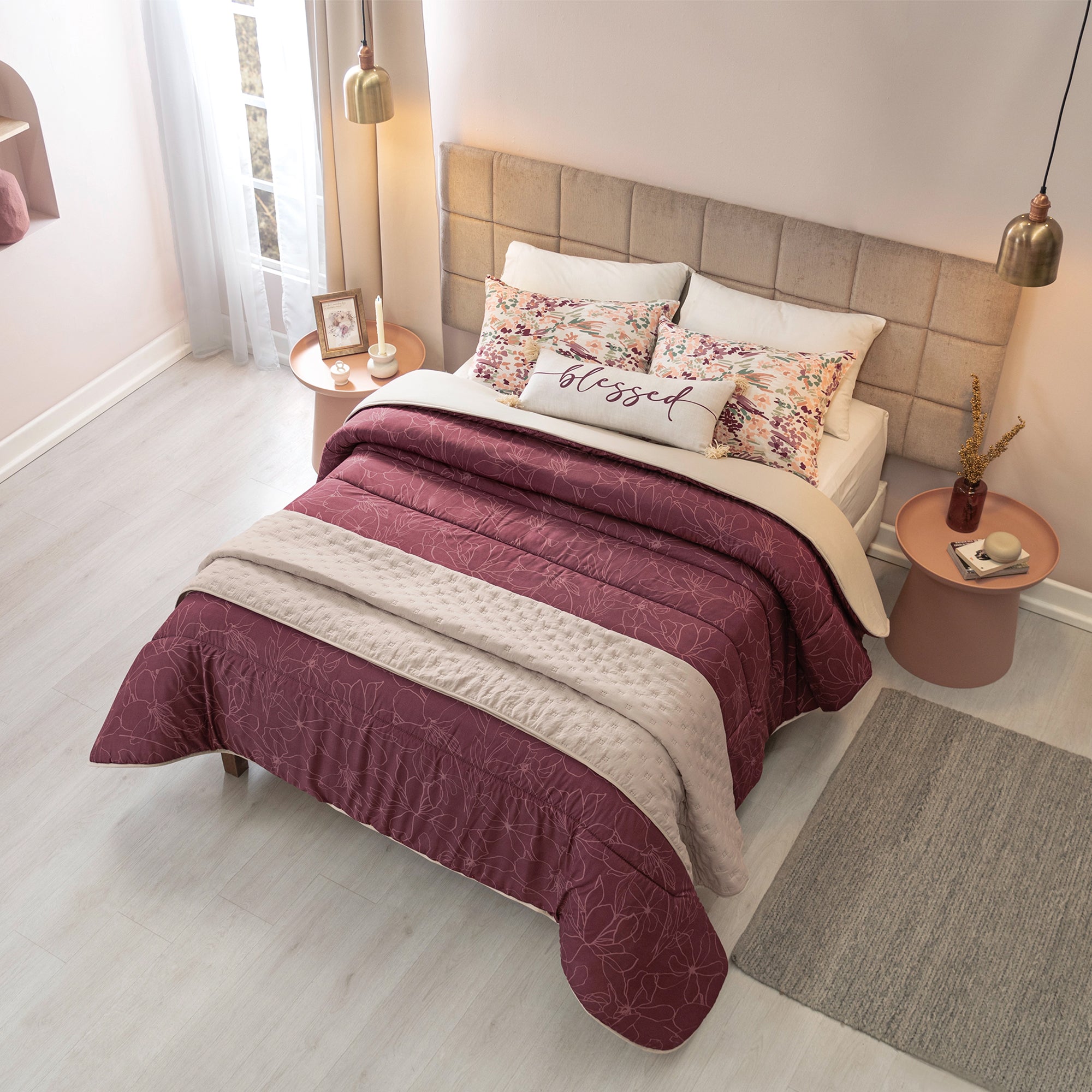 VIANNEY Juego De Edredón Doble Vista Con Fundas, Cojín Y Cubrecama Navarra