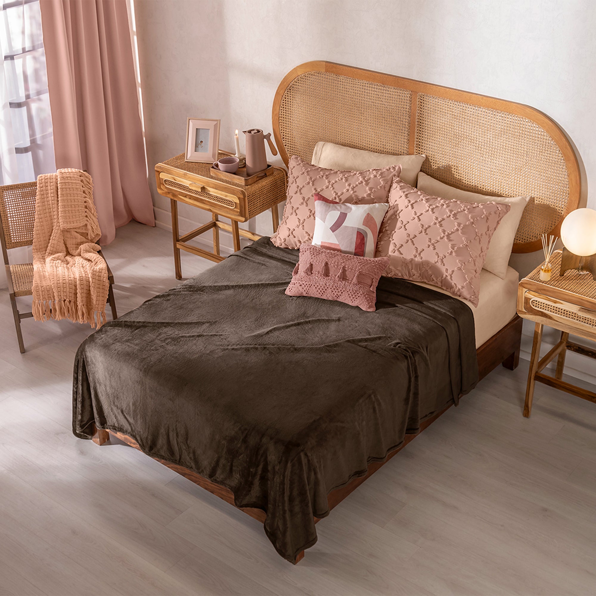 VIANNEY Cobertor Ligero Liso Súper Suave Coffee