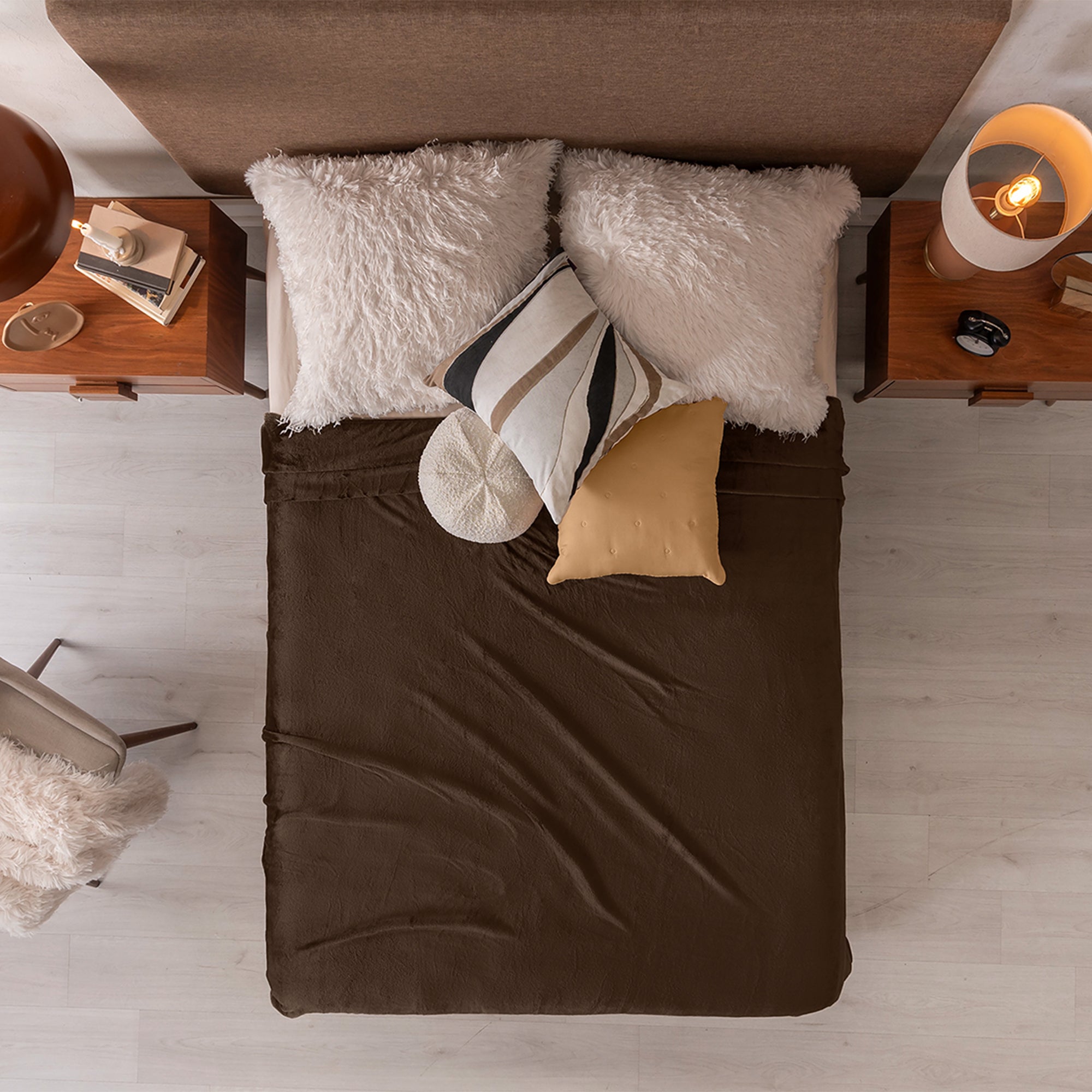 VIANNEY Cobertor Ligero Liso Súper Suave Coffee