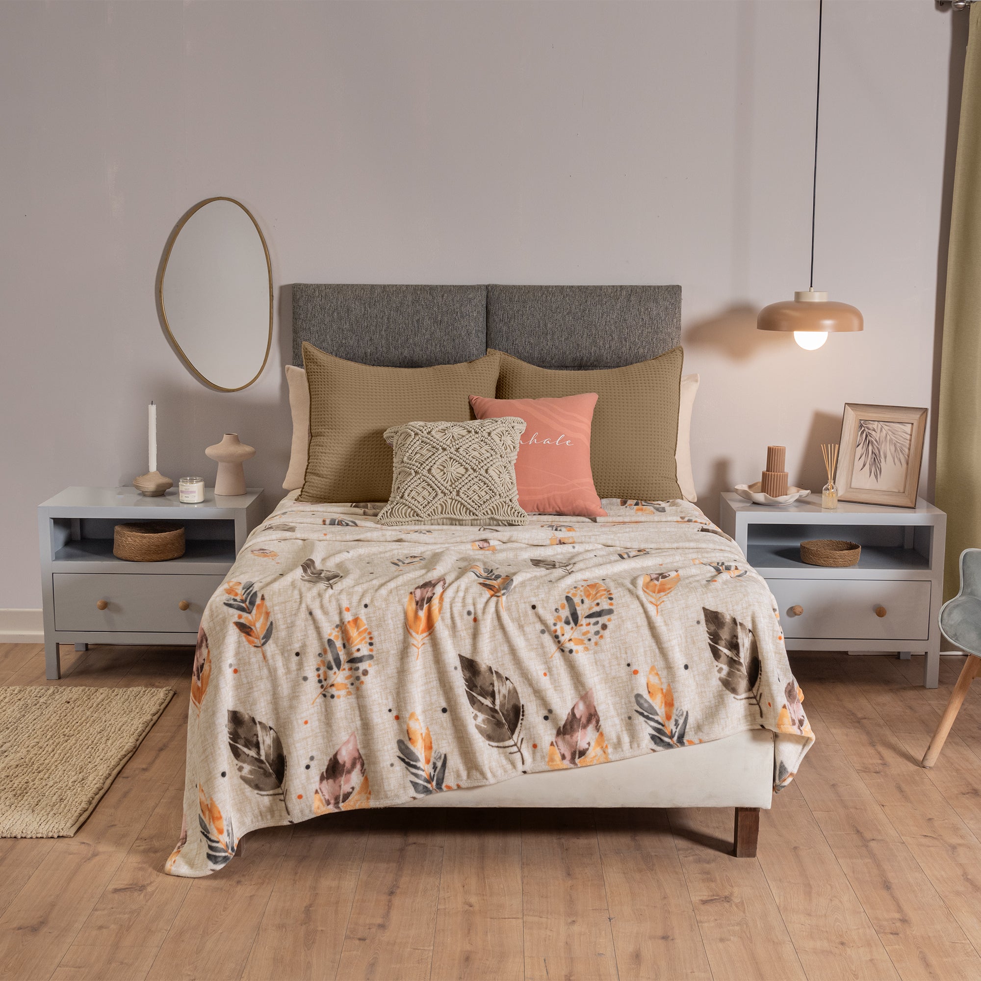 VIANNEY Cobertor Ligero Estampado Súper Suave Plumas