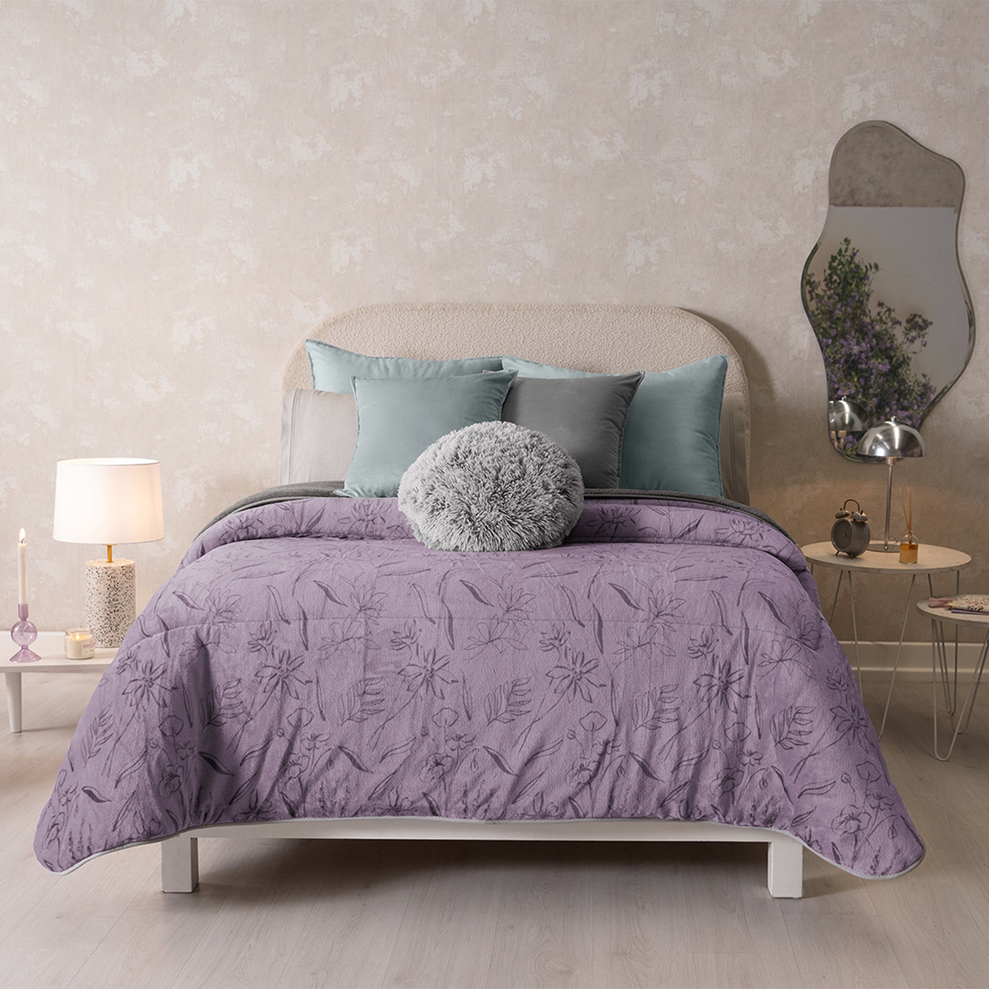 VIANNEY Cobertor Ultrasuave Con Interior De Borrega Premium Invernal Lavanda