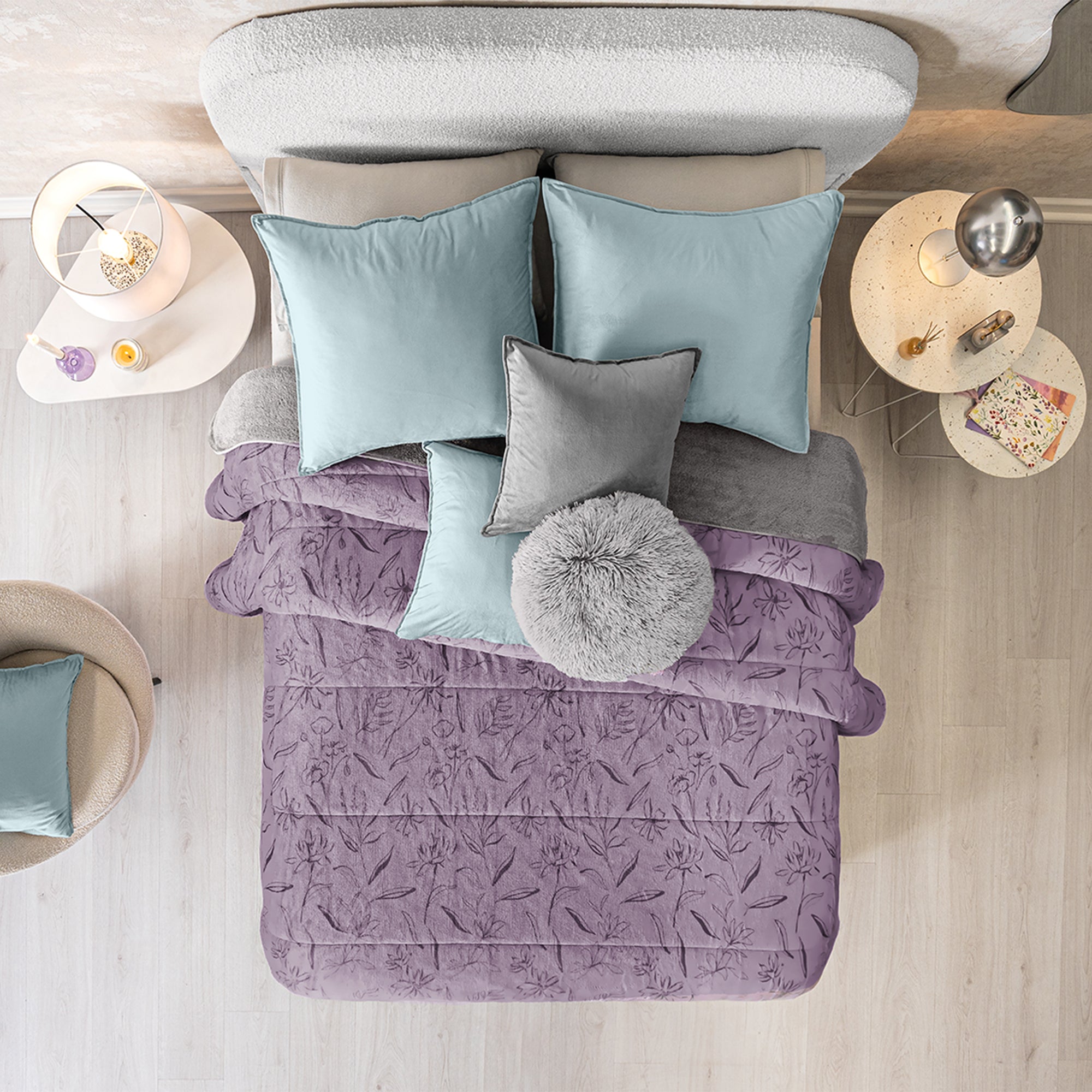 VIANNEY Cobertor Ultrasuave Con Interior De Borrega Premium Invernal Lavanda