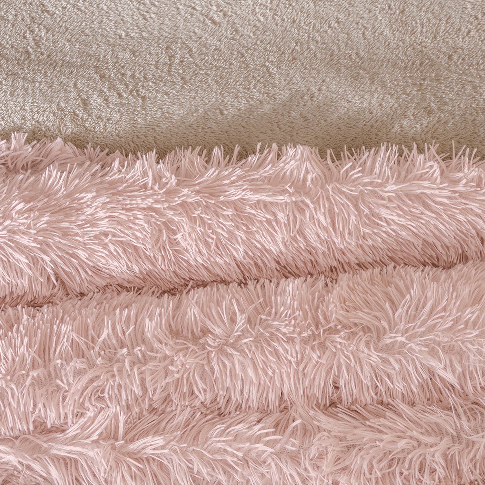 VIANNEY Cobertor De Pelo Largo Con Interior De Borrega Premium Everest Sweet Pink