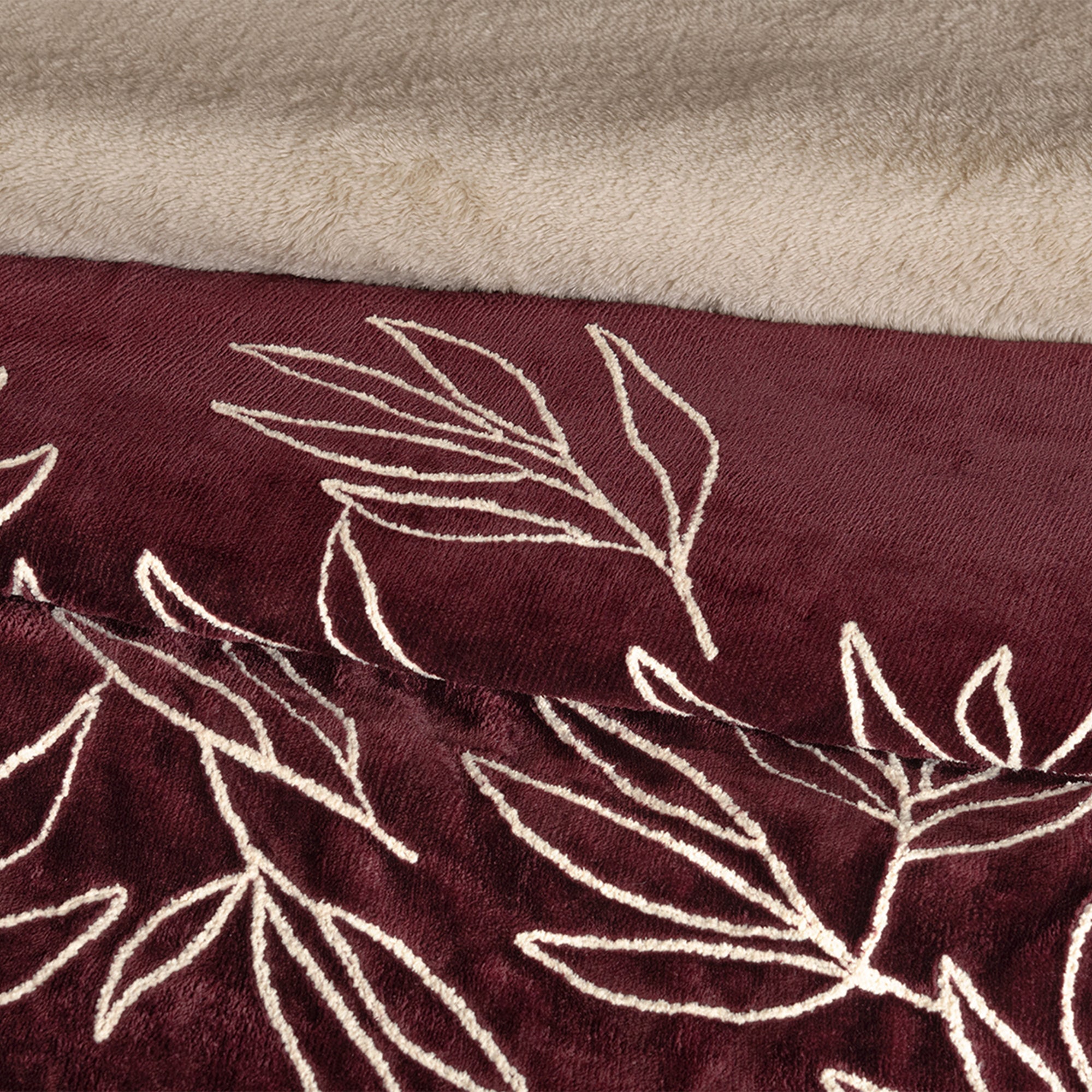 VIANNEY Cobertor Bordado Con Interior De Borrega Premium Austral Merlot