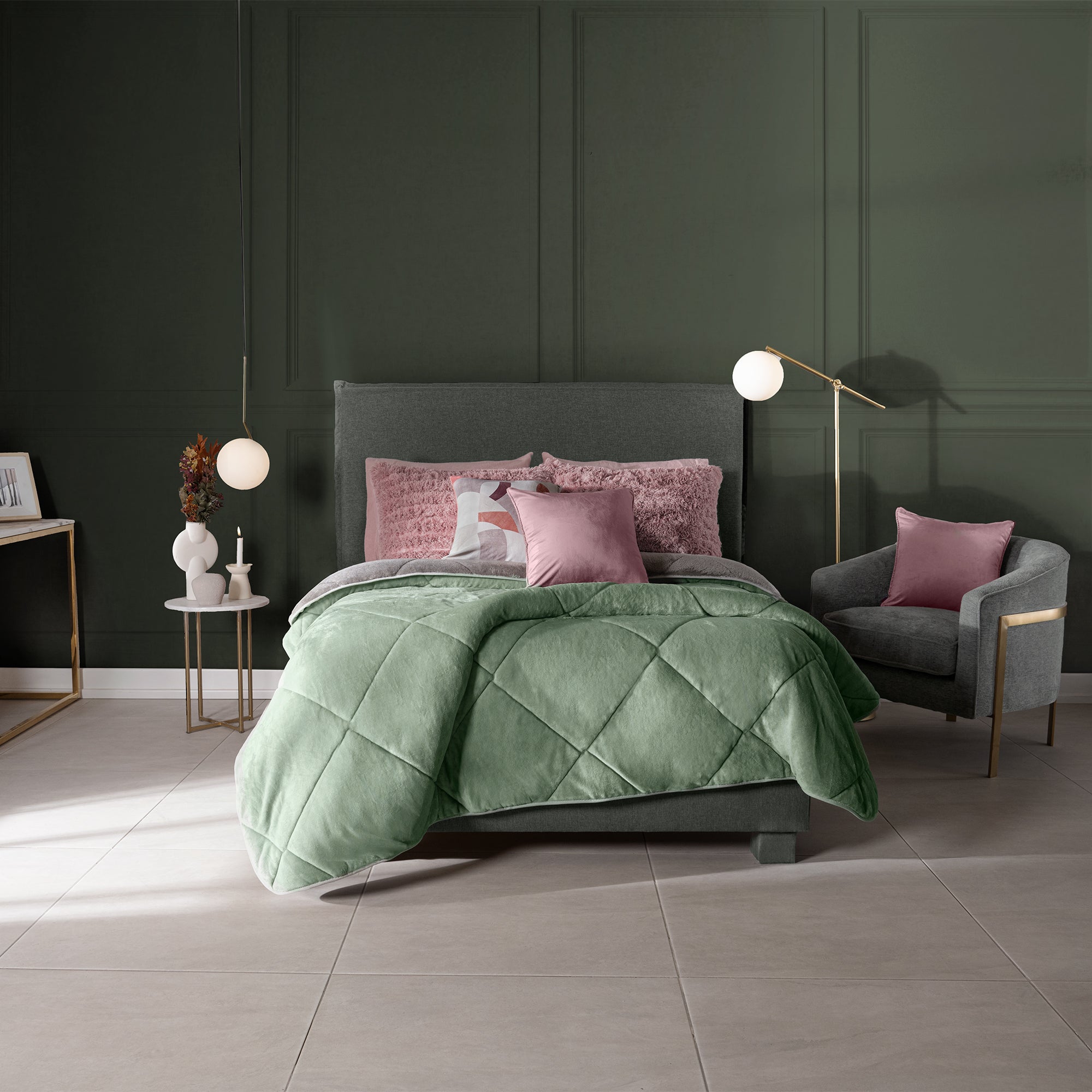 VIANNEY Cobertor Ultrasuave Con Interior De Borrega Premium Invernal Jade