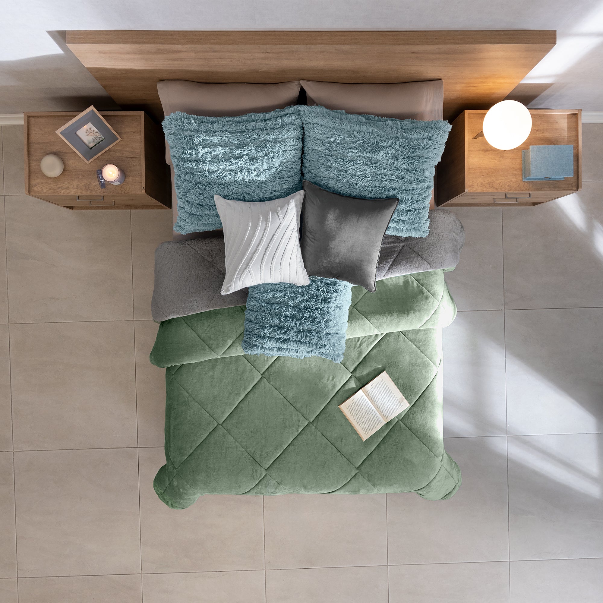 VIANNEY Cobertor Ultrasuave Con Interior De Borrega Premium Invernal Jade