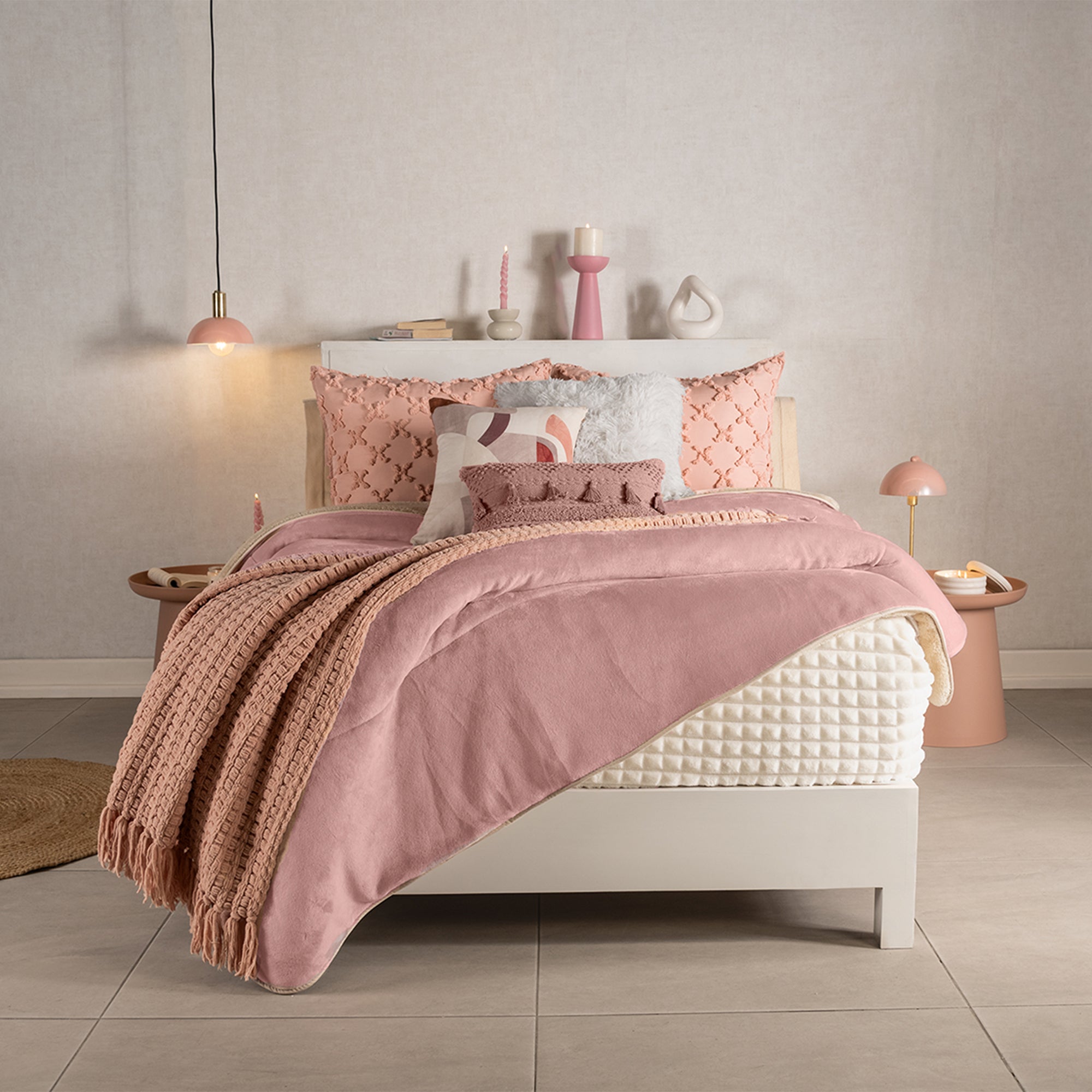 VIANNEY Cobertor Ultrasuave Con Interior De Borrega Premium Invernal Pink Dream