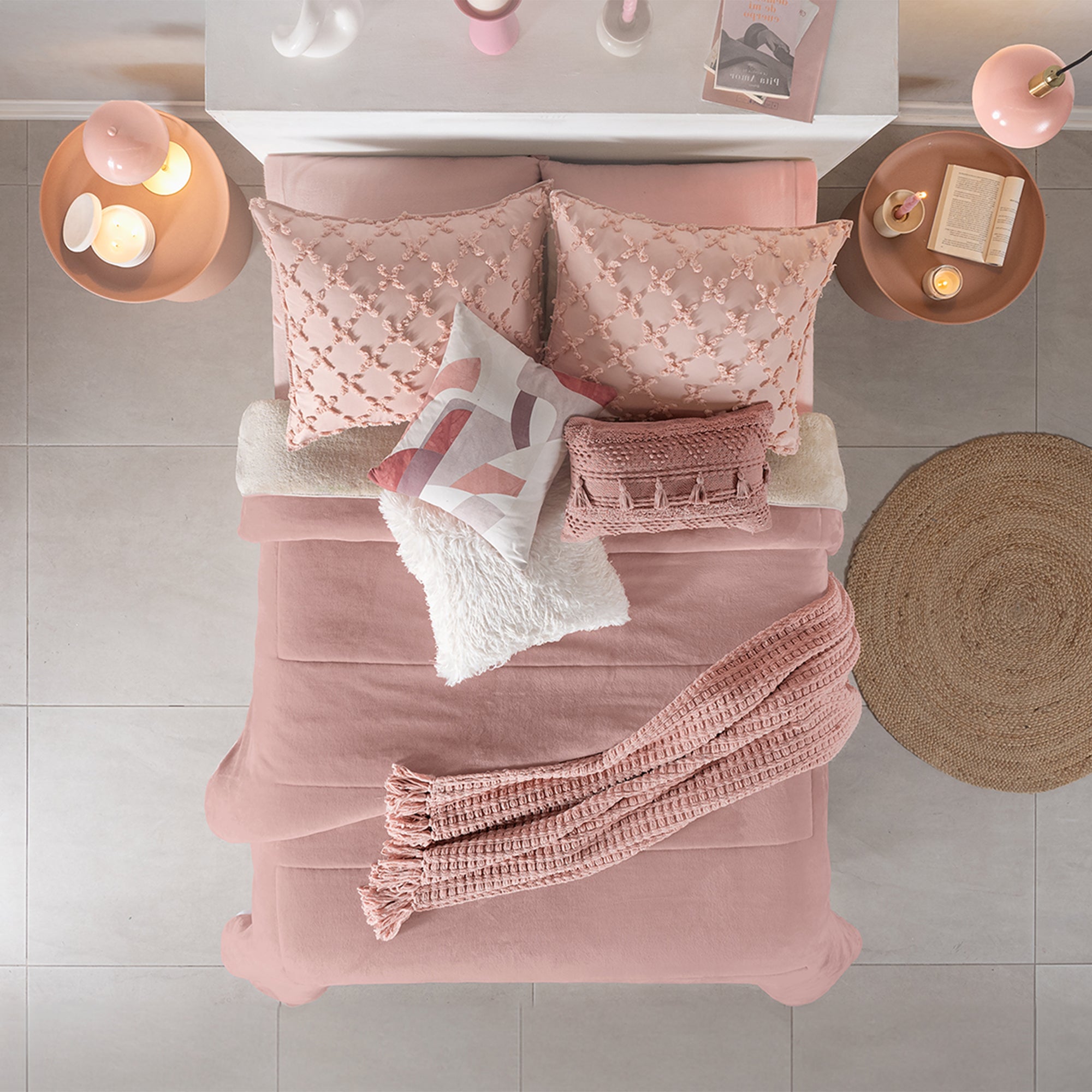 VIANNEY Cobertor Ultrasuave Con Interior De Borrega Premium Invernal Pink Dream