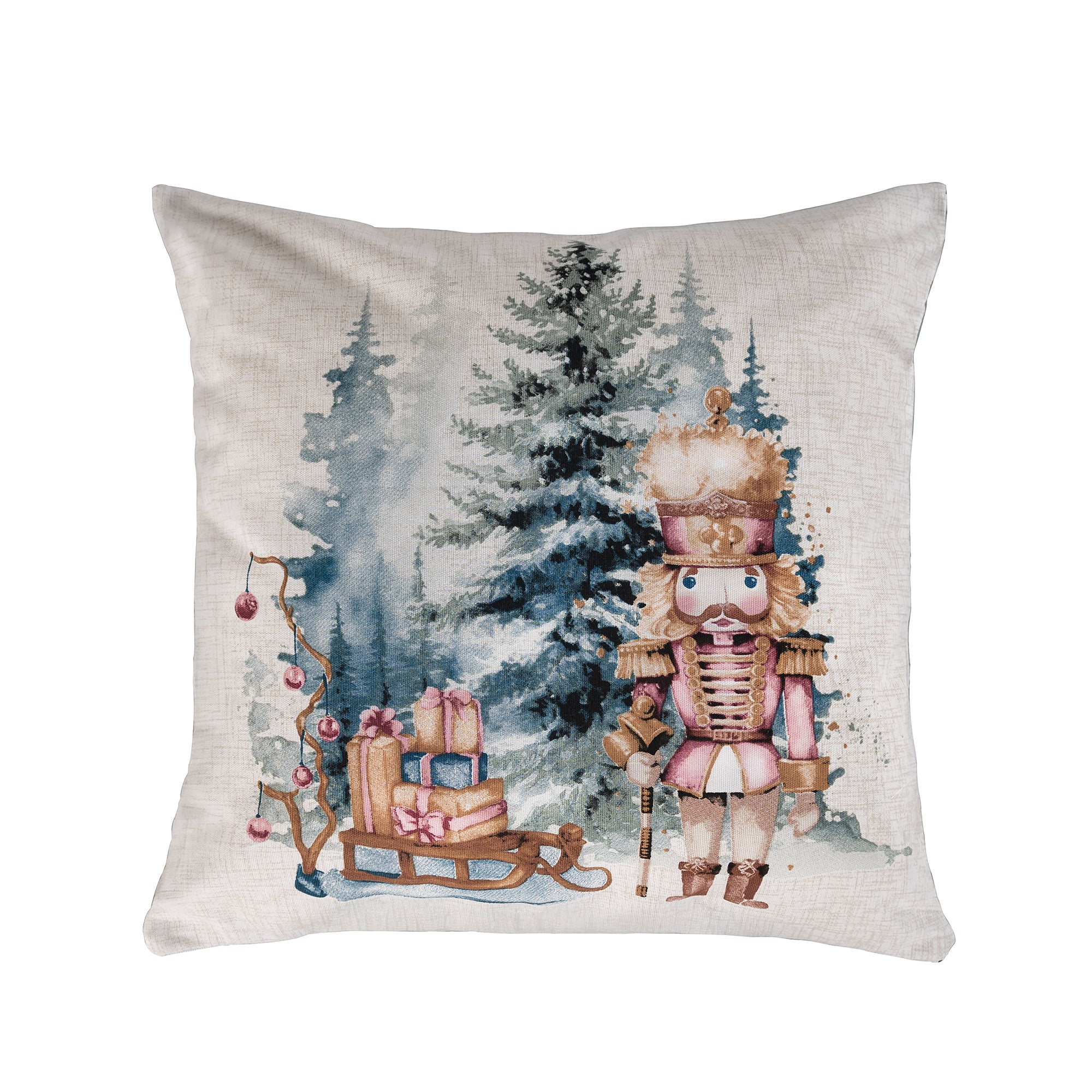 VIANNEY Cojín Navideño Doble Vista Estampado Con Tinta Metálica Cascanueces