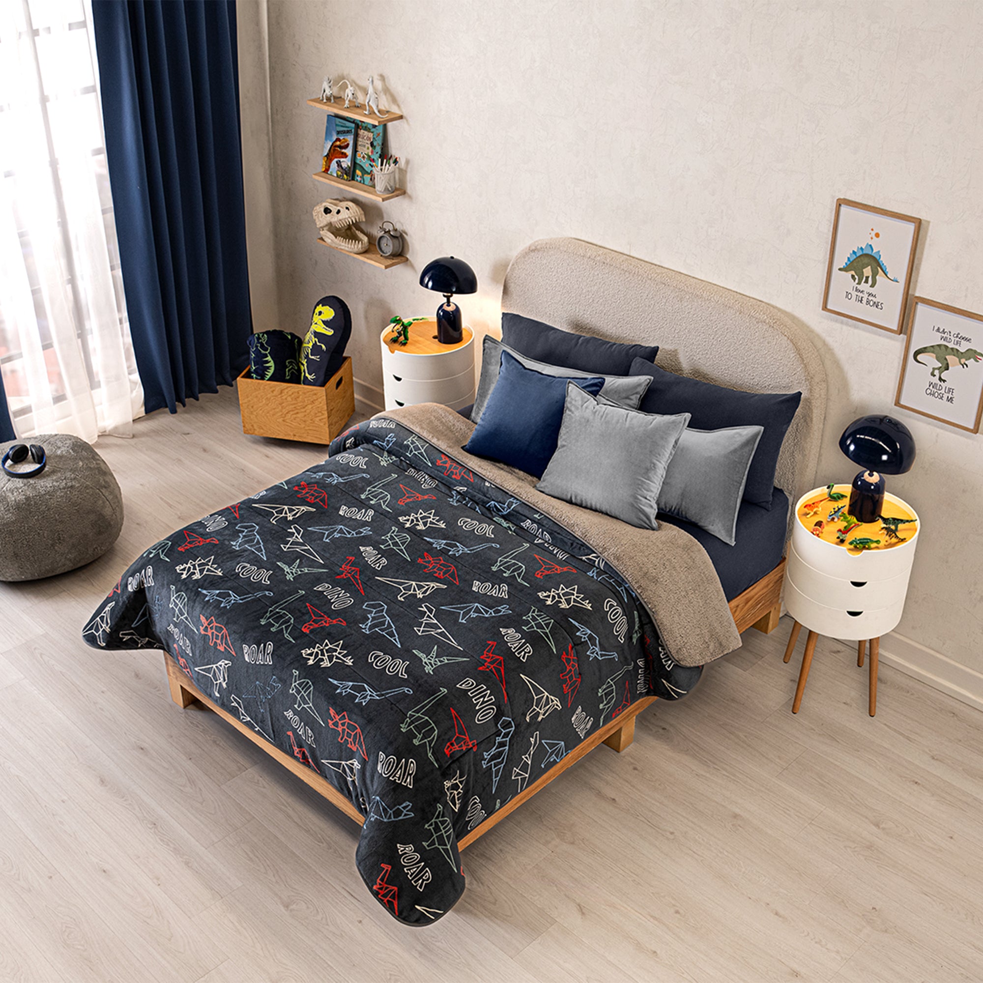 VIANNEY Cobertor Ultrasuave Que Brilla En La Oscuridad Con Interior De Borrega Premium Invernal Jurásico