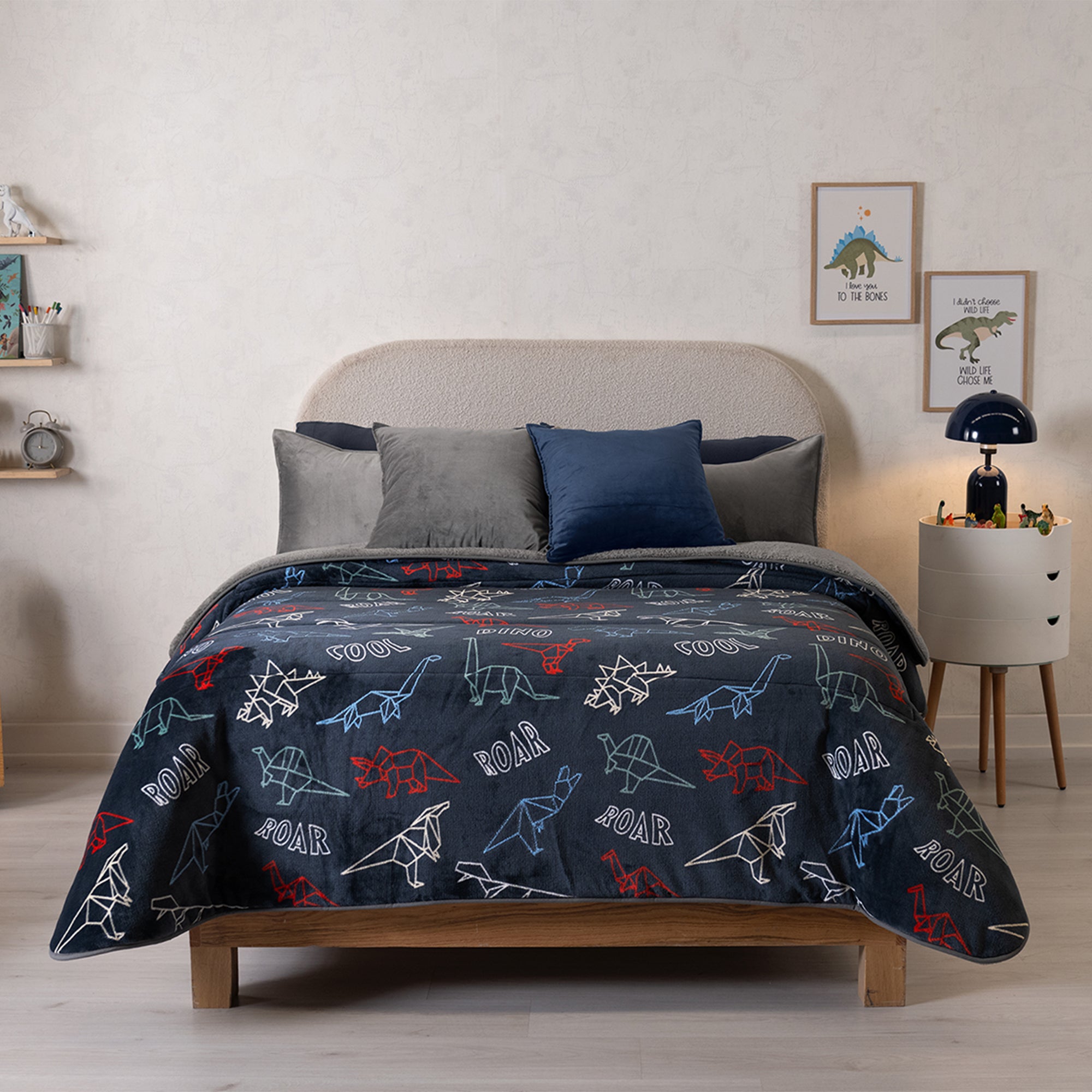 VIANNEY Cobertor Ultrasuave Que Brilla En La Oscuridad Con Interior De Borrega Premium Invernal Jurásico