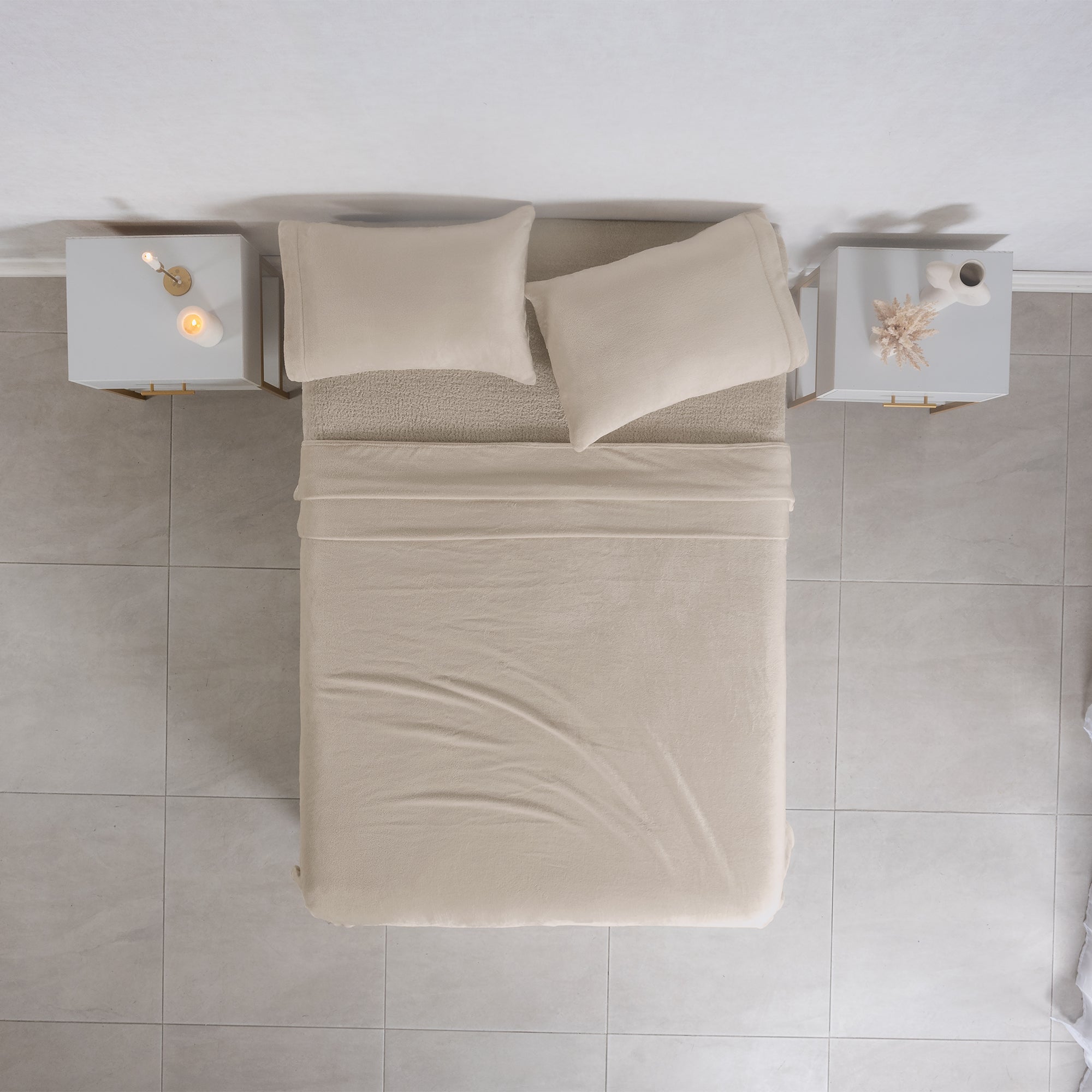 VIANNEY Juego De Sábanas Súper Calientitas Con Textura De Cobertor Siberia Greige